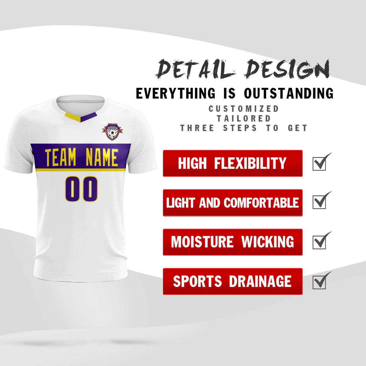 Custom White Classic Sports Sets Soccer Shirt Jersey