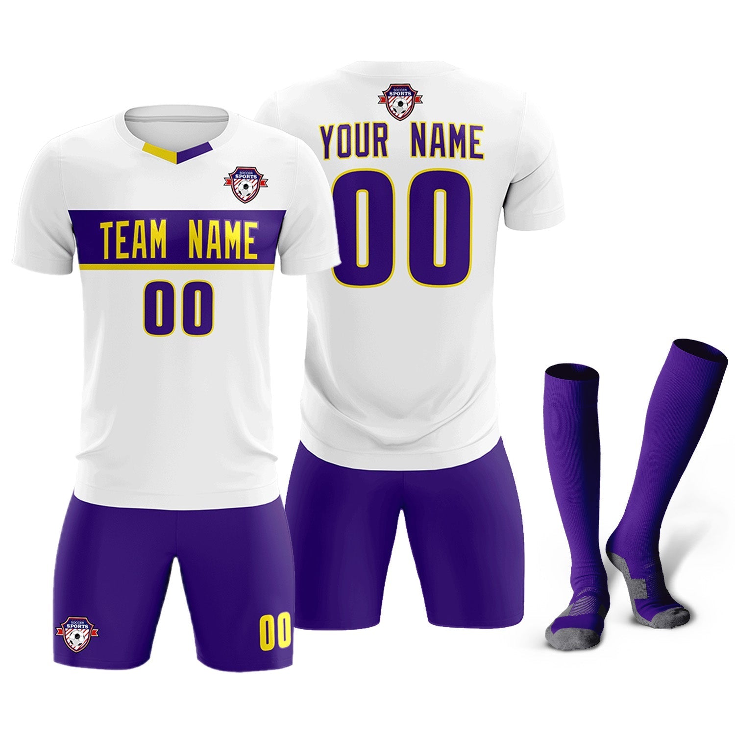 Custom White Classic Sports Sets Soccer Shirt Jersey