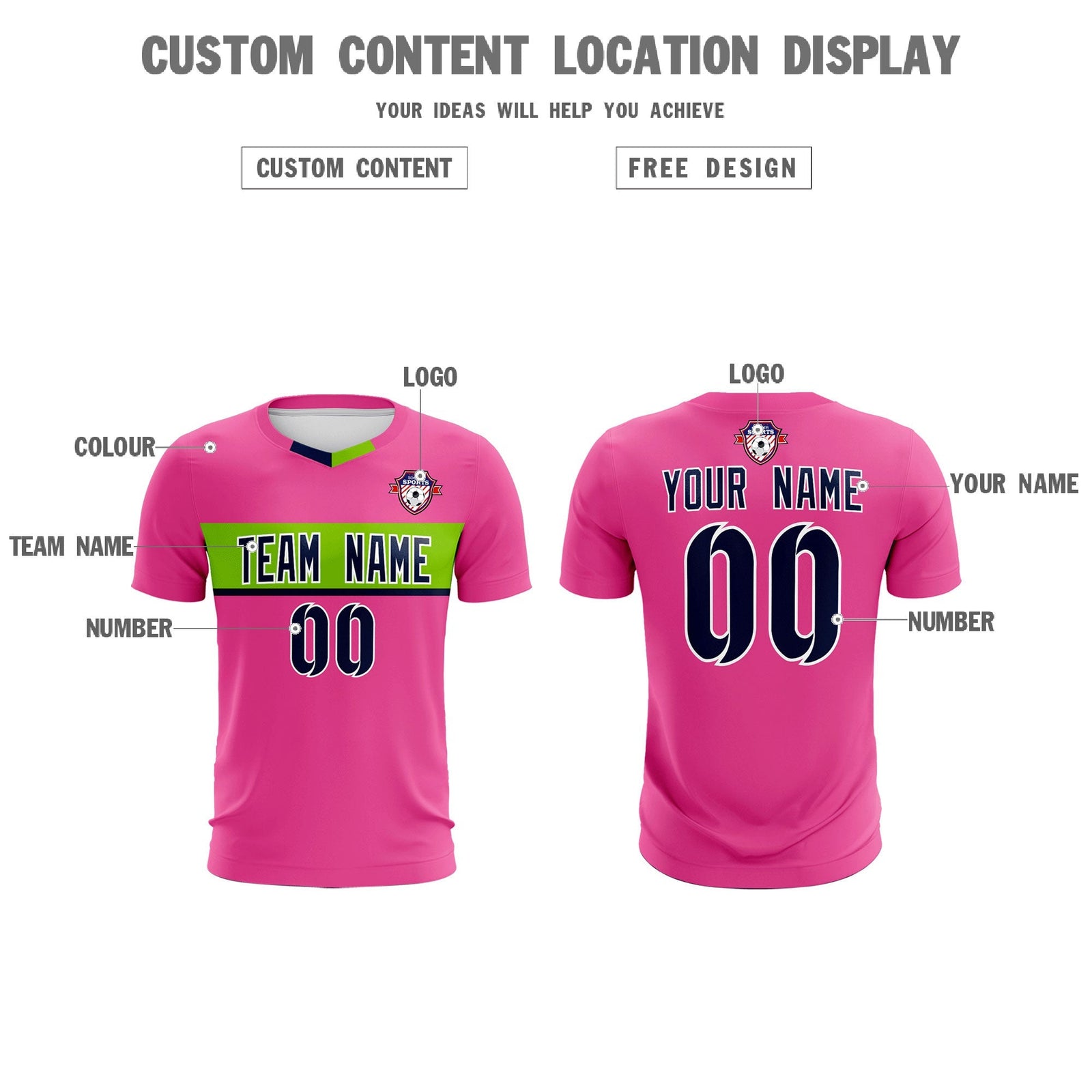 Custom Pink Classic Sports Sets Soccer Shirt Jersey