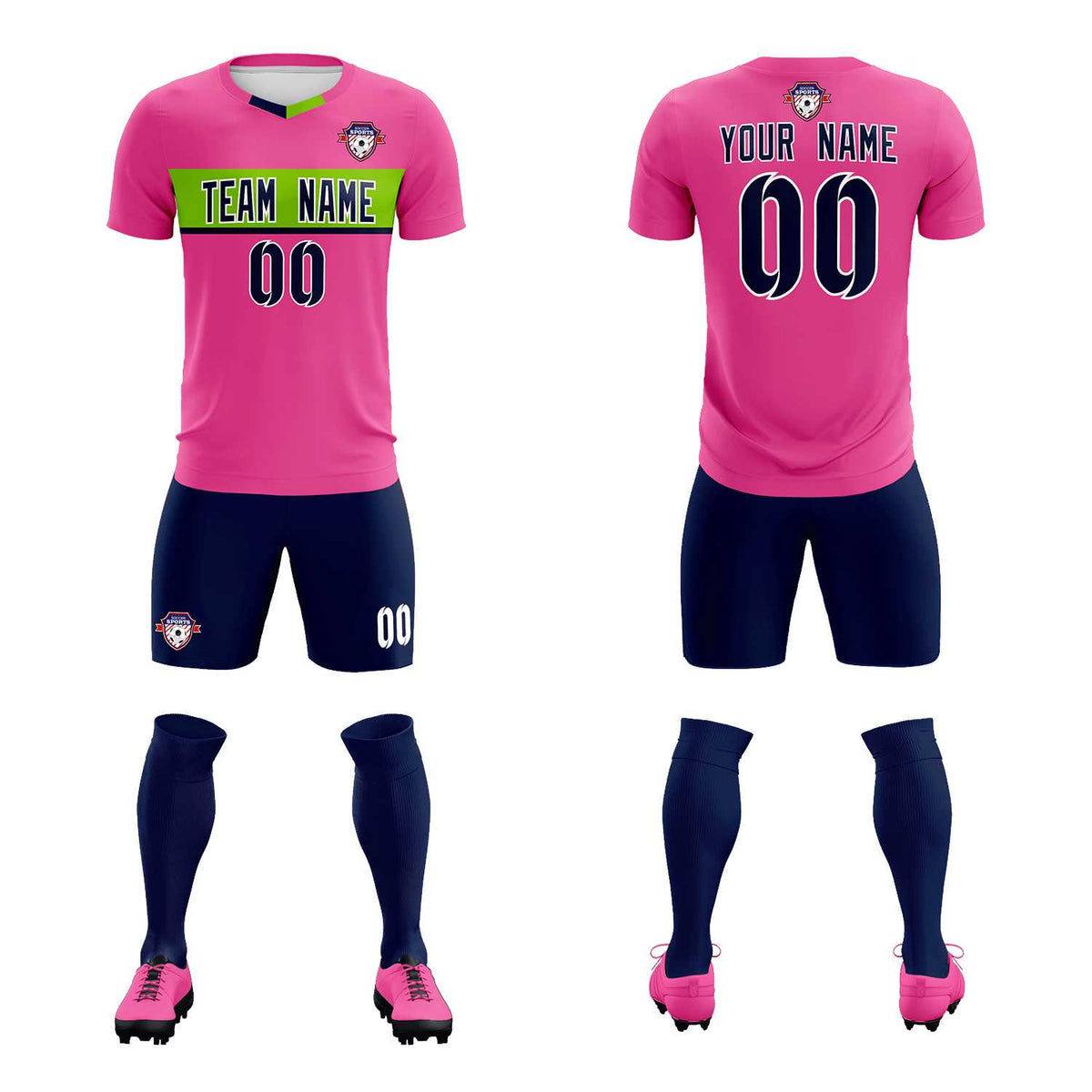 Custom Pink Classic Sports Sets Soccer Shirt Jersey