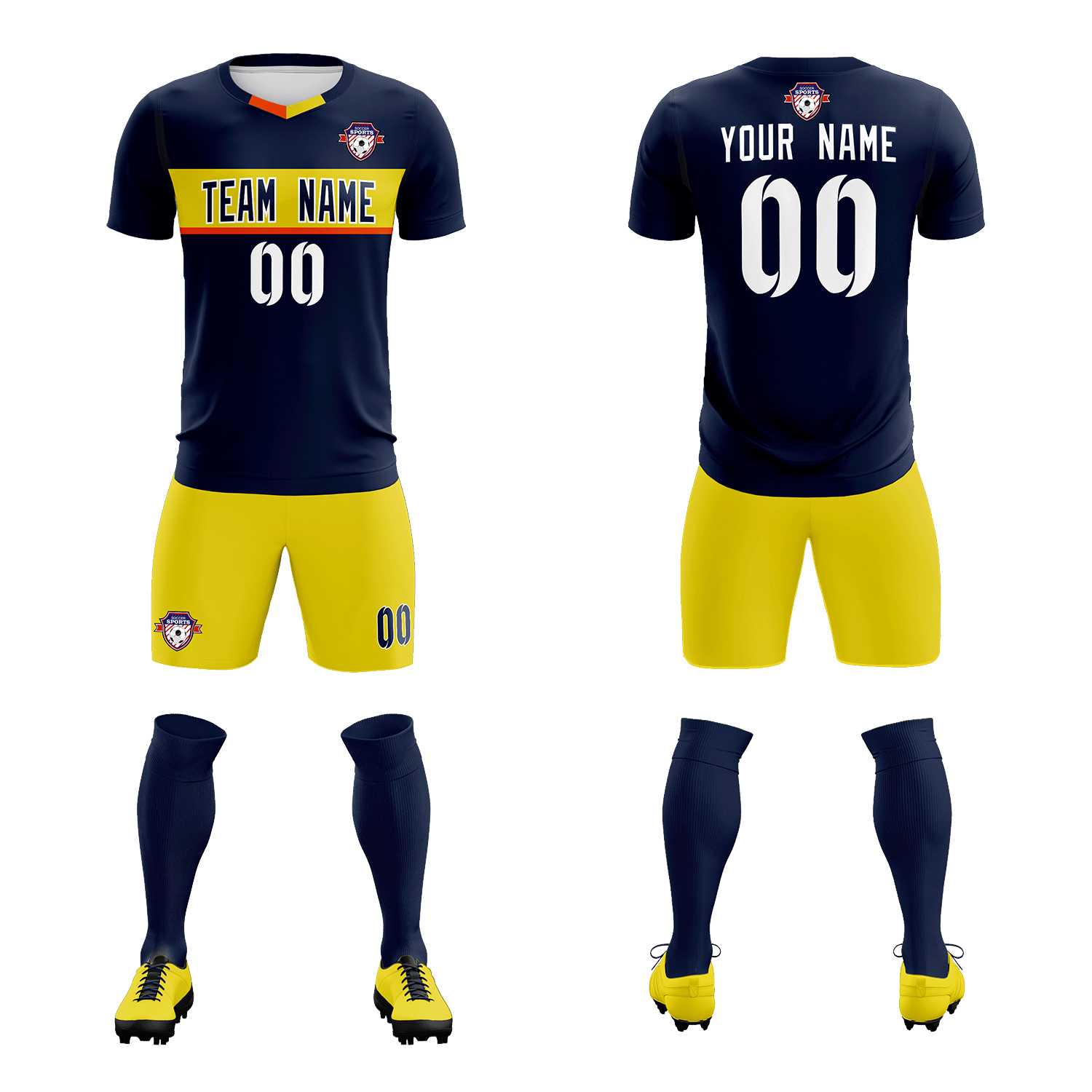 Custom Navy Classic Sports Sets Soccer Shirt Jersey