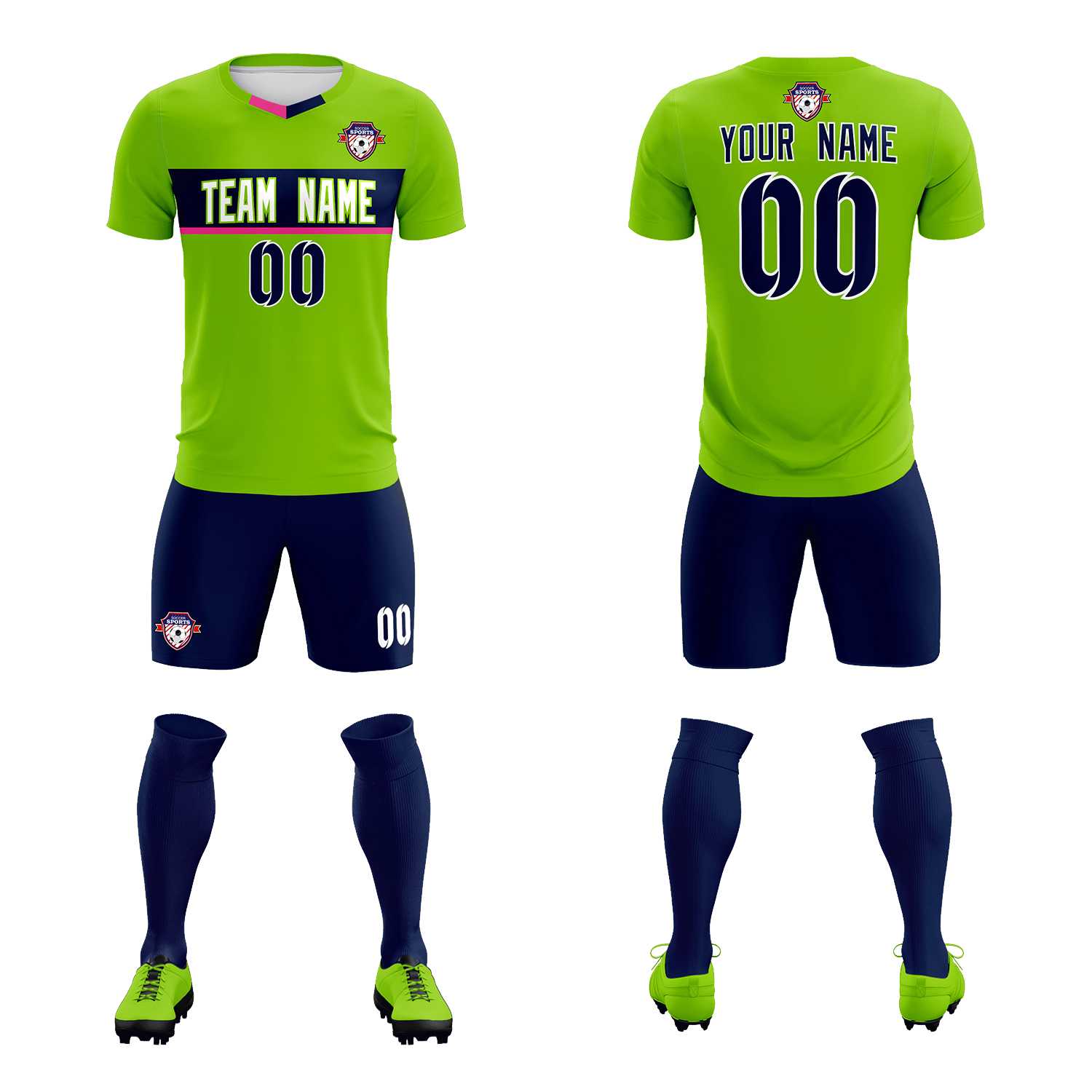 Custom Neon Green Classic Sports Sets Soccer Shirt Jersey