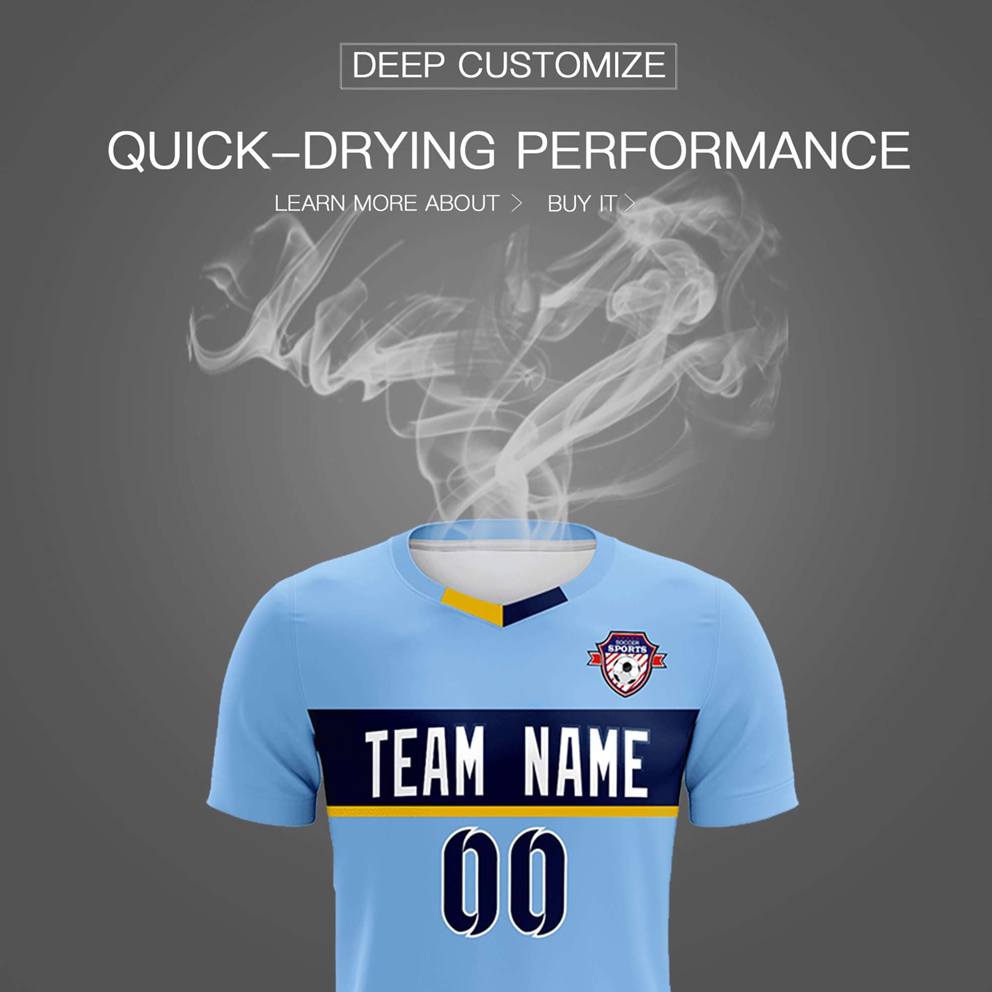 Custom Light Blue Classic Sports Sets Soccer Shirt Jersey