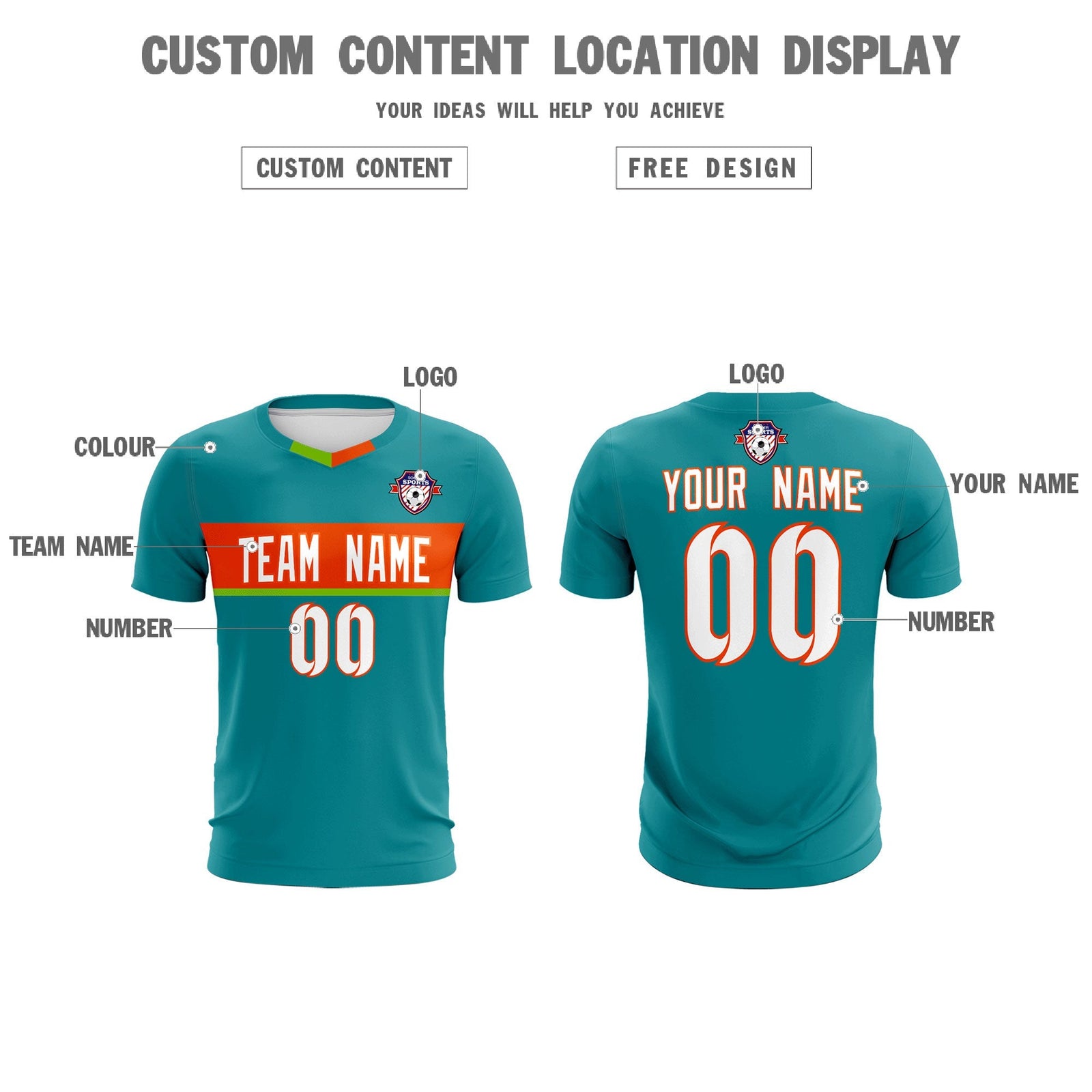 Custom Aqua Classic Sports Sets Soccer Shirt Jersey