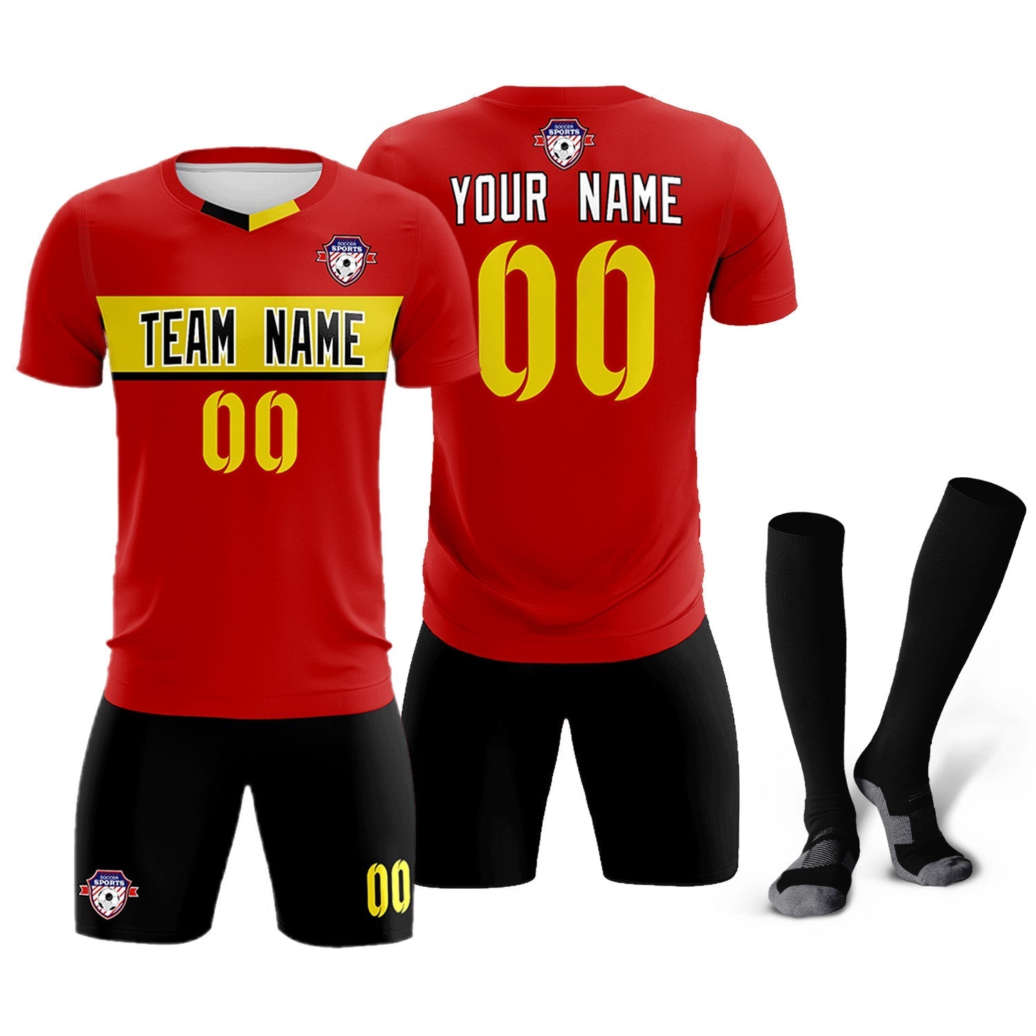 Custom Red Classic Sports Sets Soccer Shirt Jersey