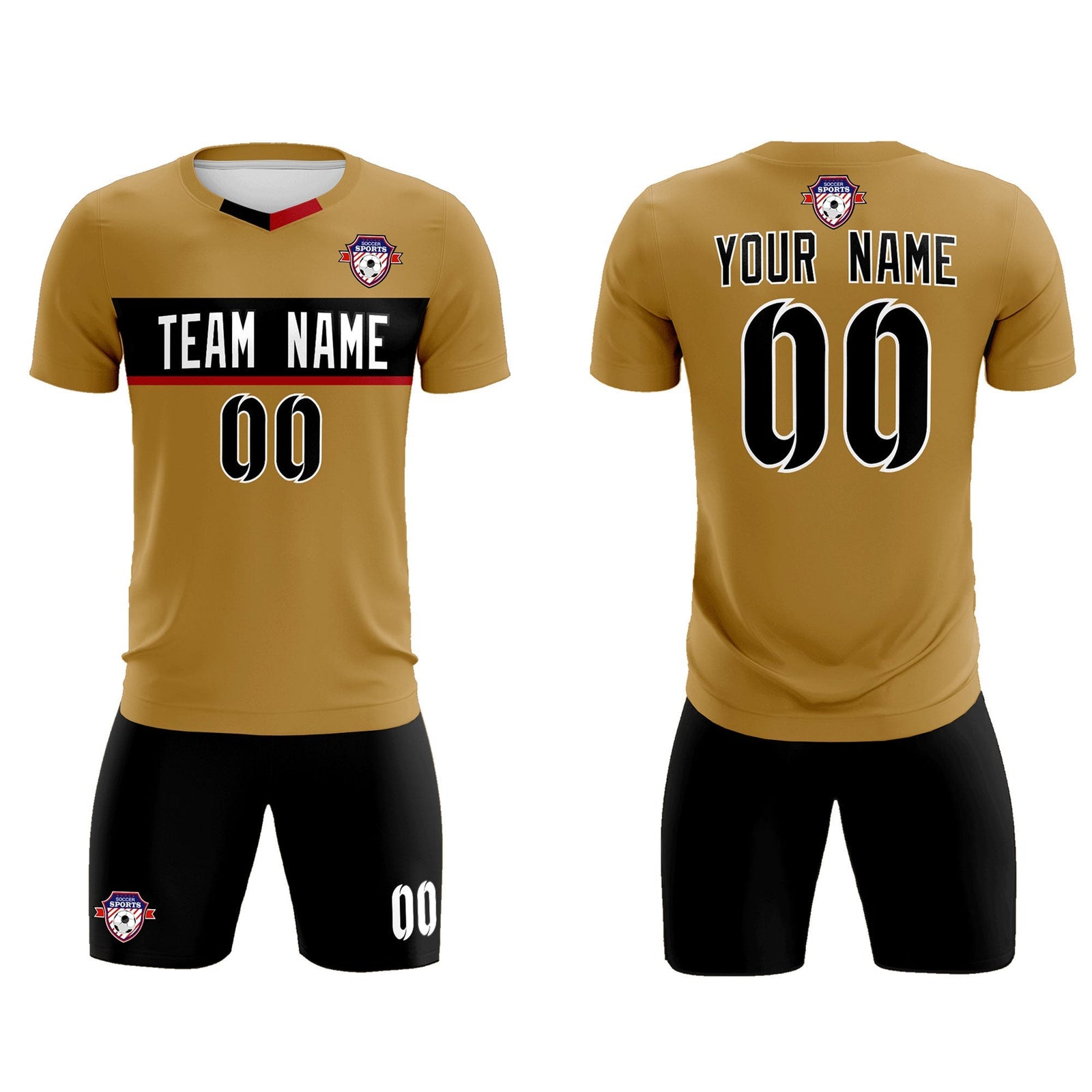 Custom Old Gold Classic Sports Sets Soccer Shirt Jersey