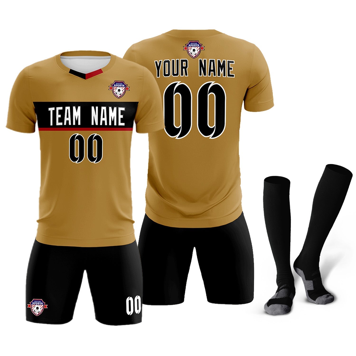 Custom Old Gold Classic Sports Sets Soccer Shirt Jersey