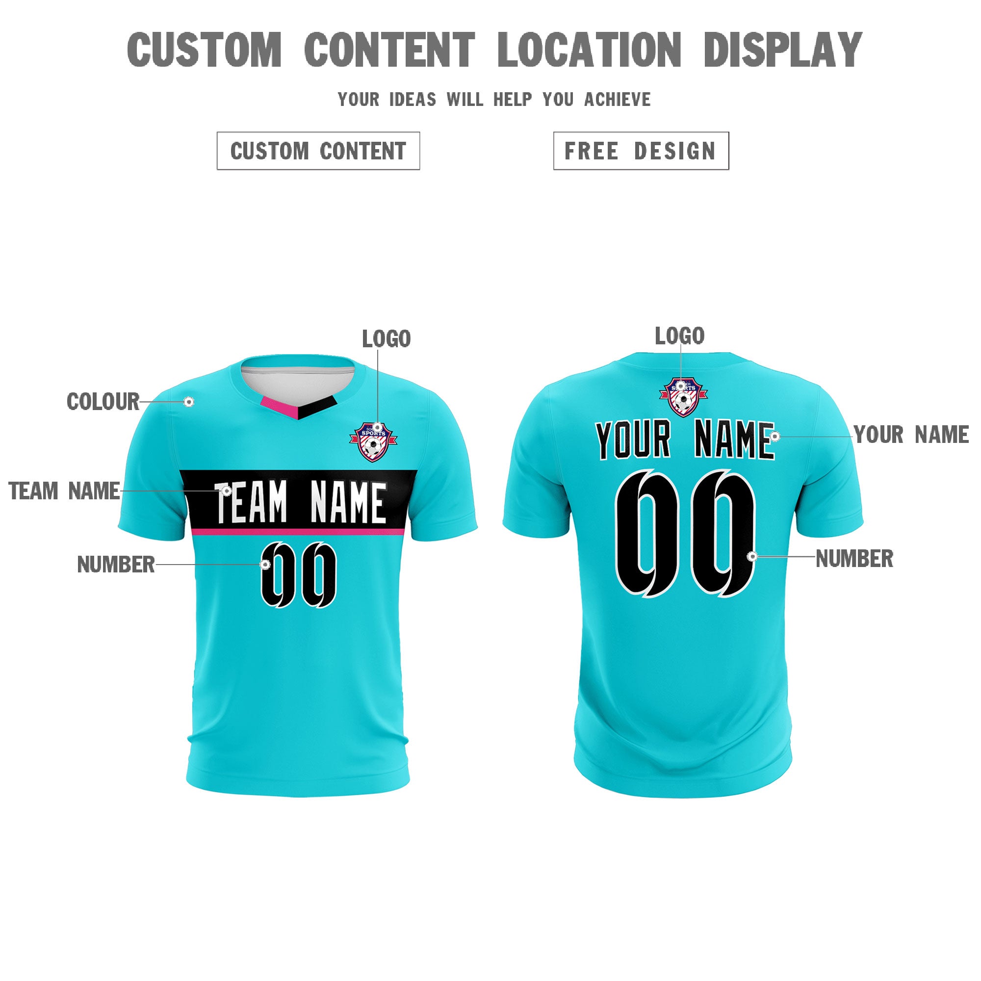 Custom Sky Blue Classic Sports Sets Soccer Shirt Jersey