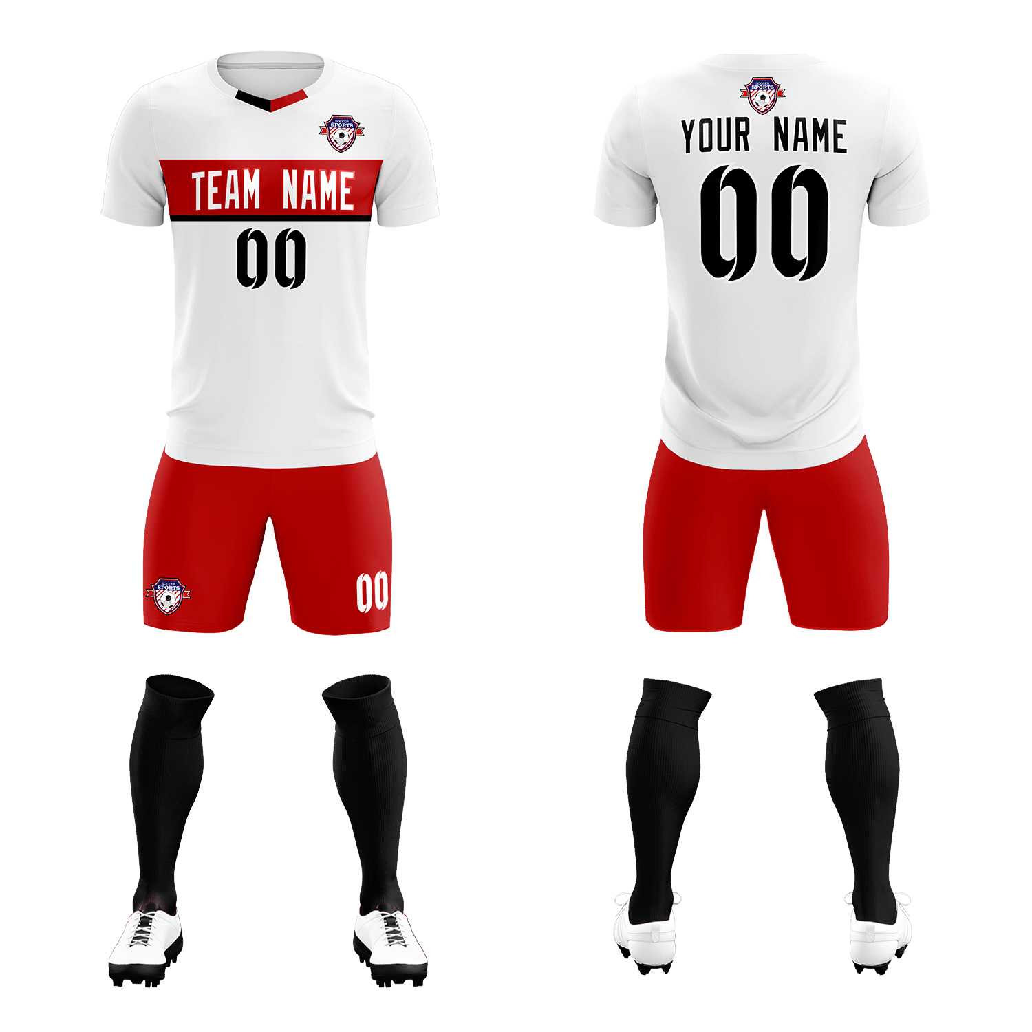 Custom White Classic Sports Sets Soccer Shirt Jersey