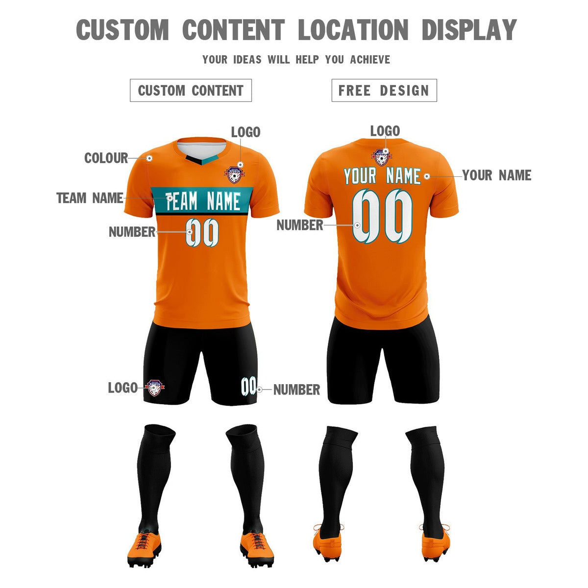 Custom Orange Classic Sports Sets Soccer Shirt Jersey