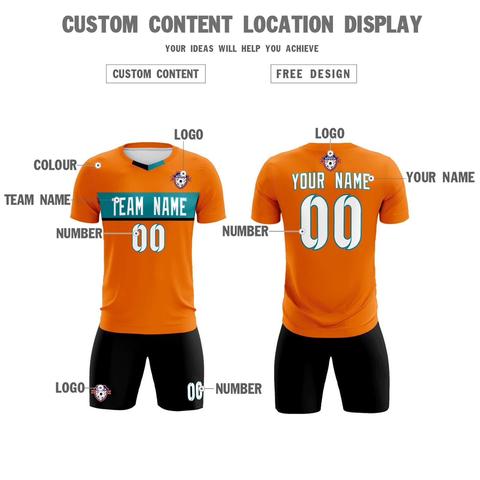 Custom Orange Classic Sports Sets Soccer Shirt Jersey