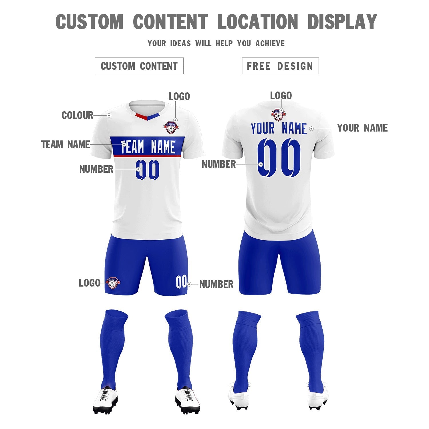 Custom White Classic Sports Sets Soccer Shirt Jersey