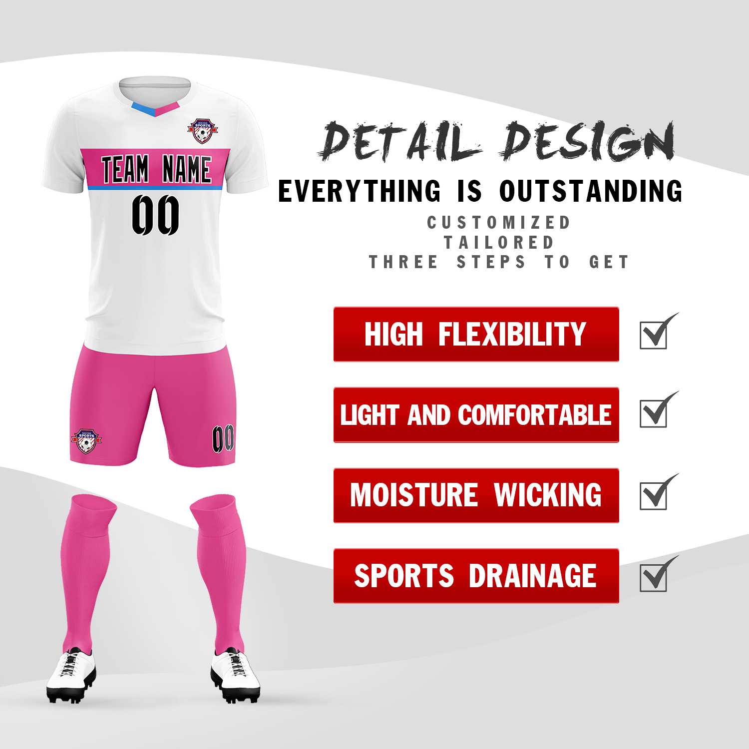 Custom White Classic Sports Sets Soccer Shirt Jersey