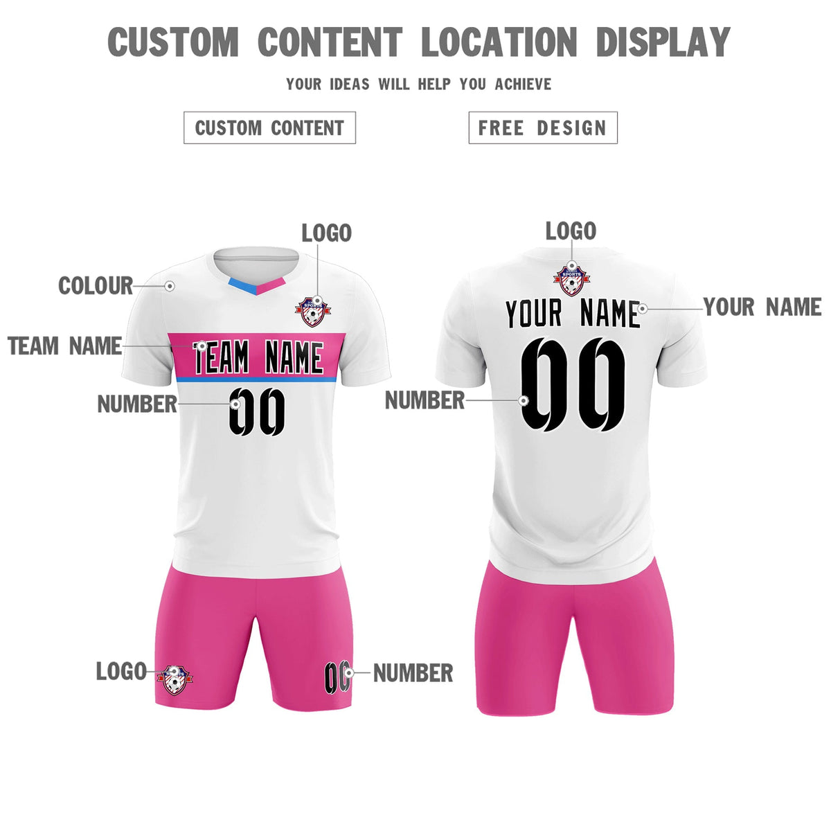 Custom White Classic Sports Sets Soccer Shirt Jersey