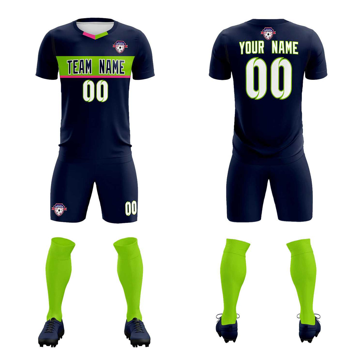 Custom Navy Classic Sports Sets Soccer Shirt Jersey