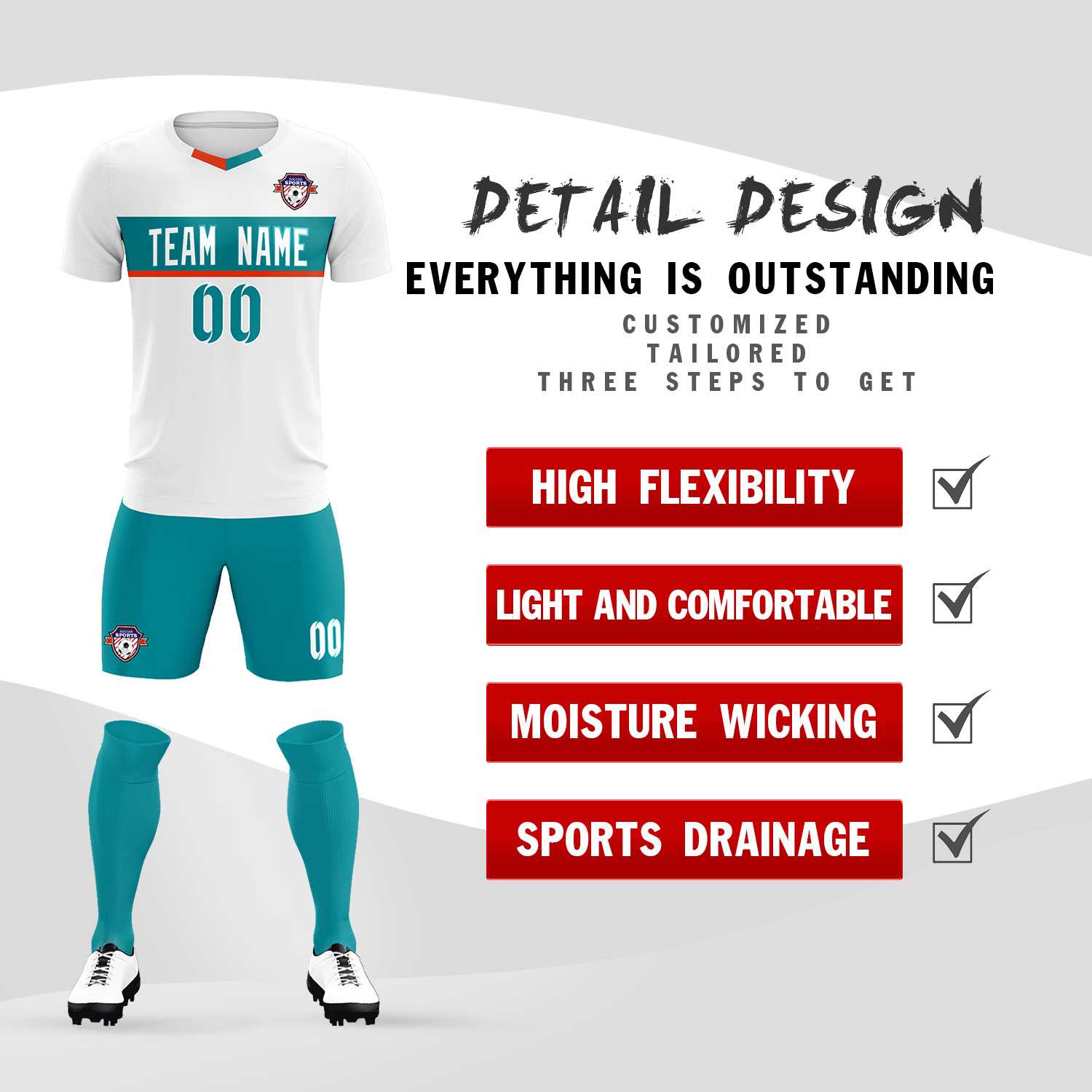 Custom White Classic Sports Sets Soccer Shirt Jersey