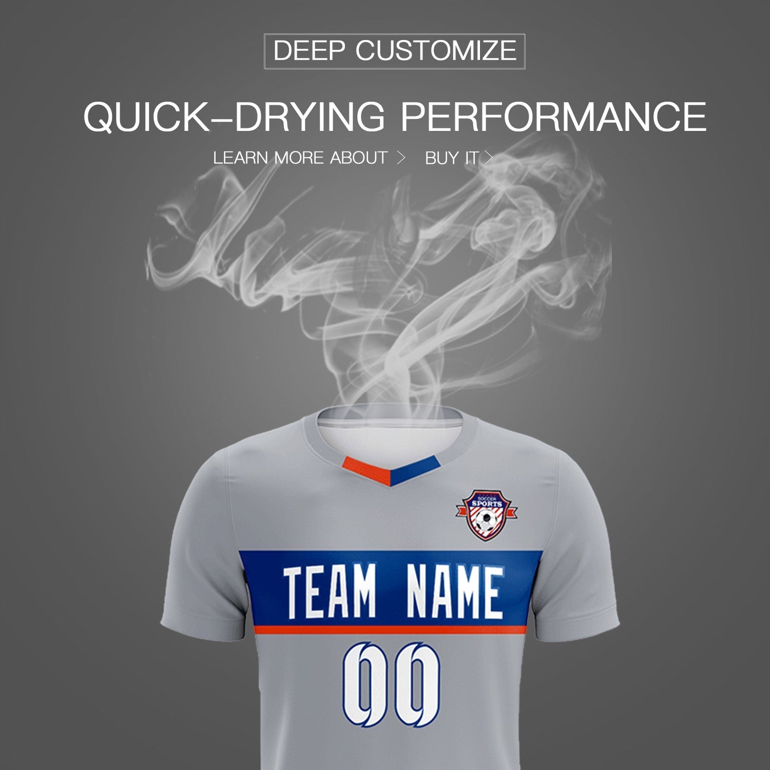 Custom Gray Classic Sports Sets Soccer Shirt Jersey