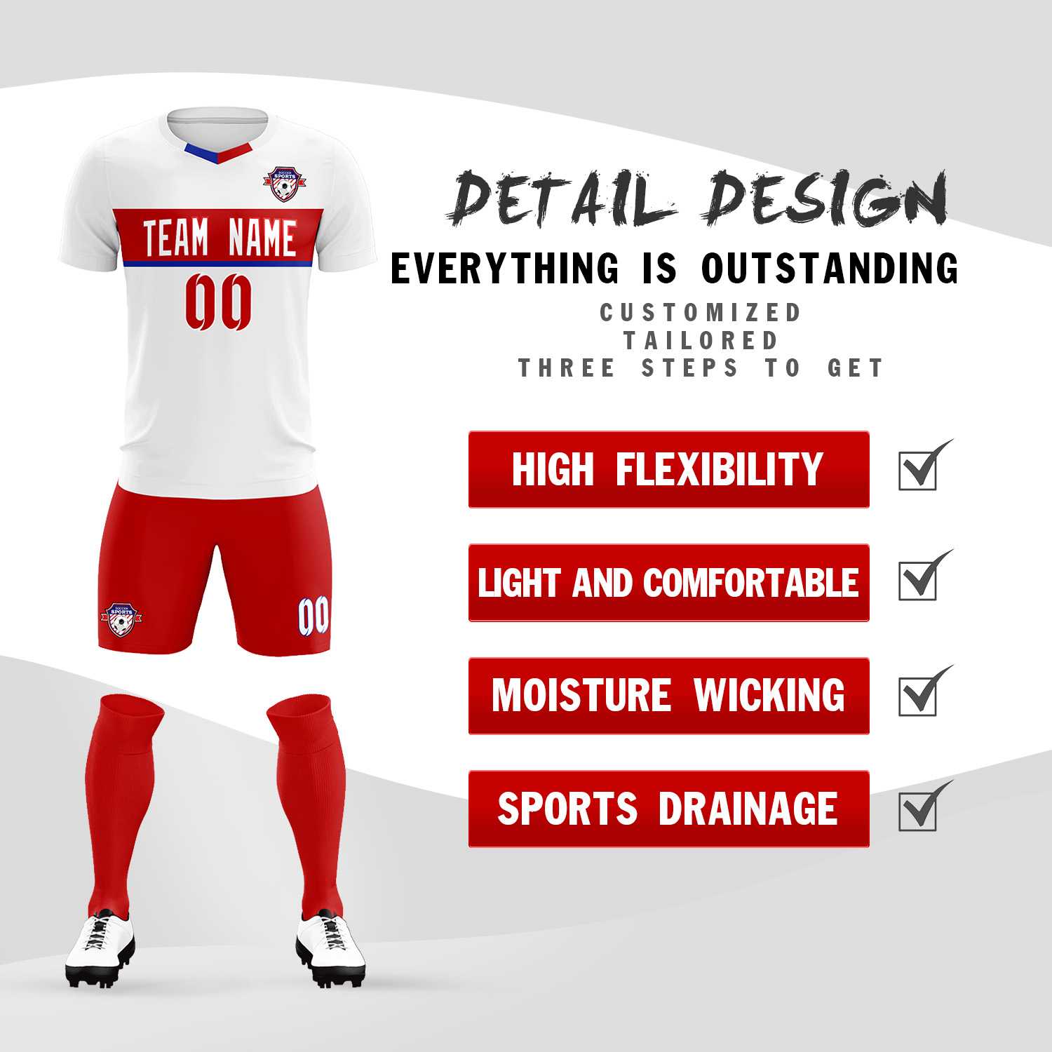 Custom White Classic Sports Sets Soccer Shirt Jersey
