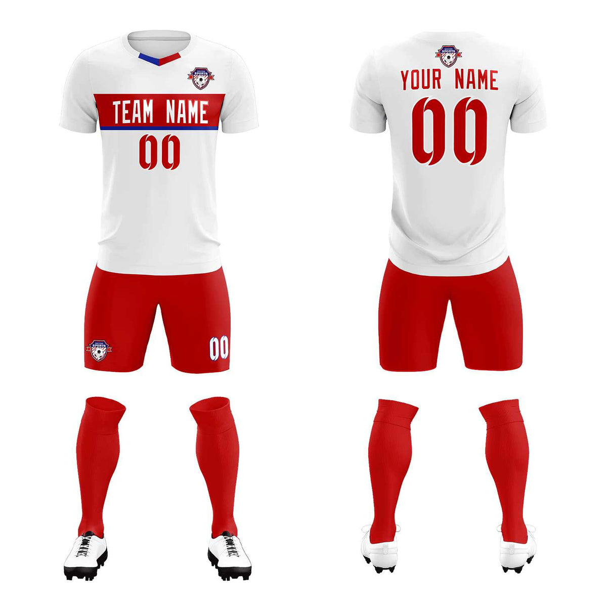 Custom White Classic Sports Sets Soccer Shirt Jersey