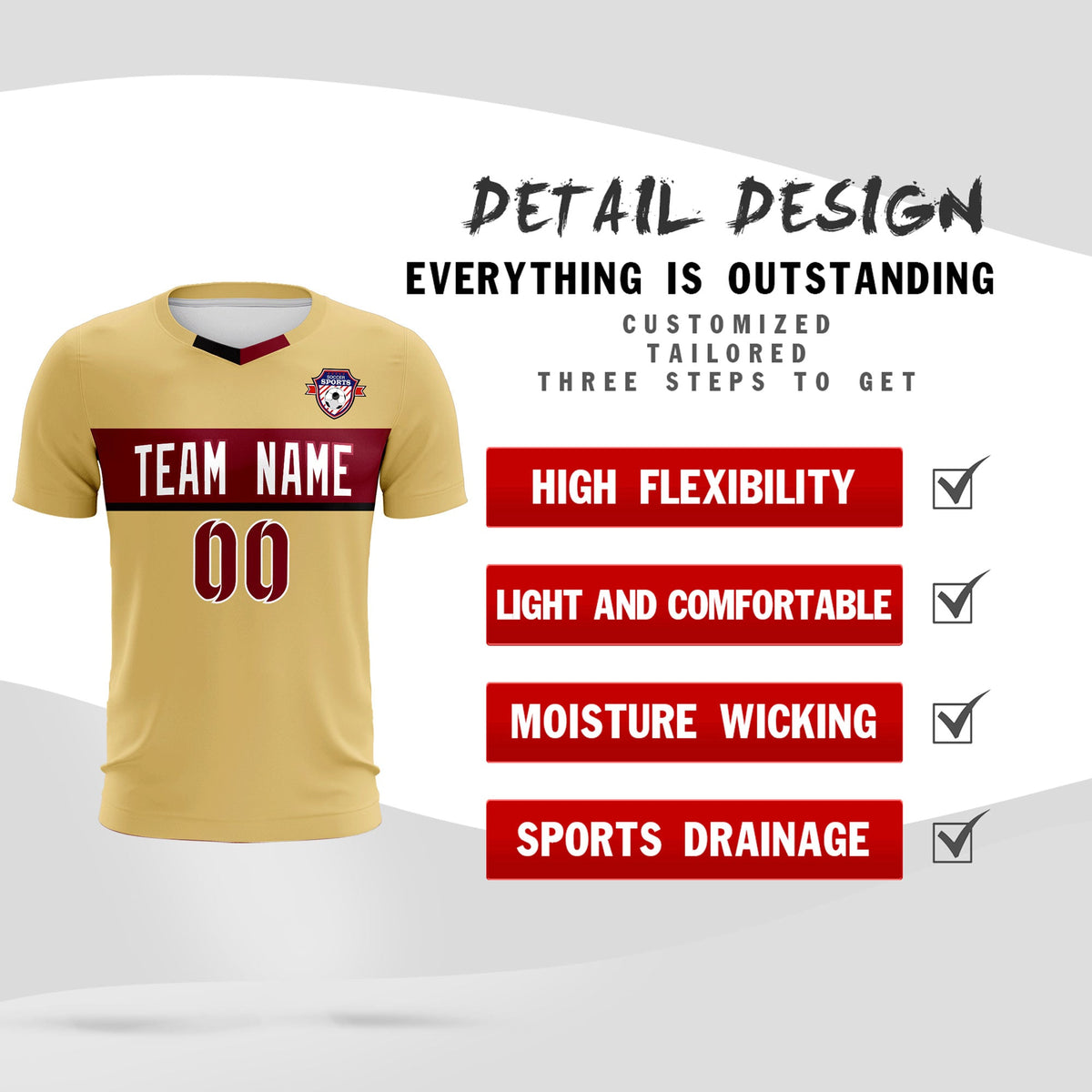 Custom Khaki Classic Sports Sets Soccer Shirt Jersey