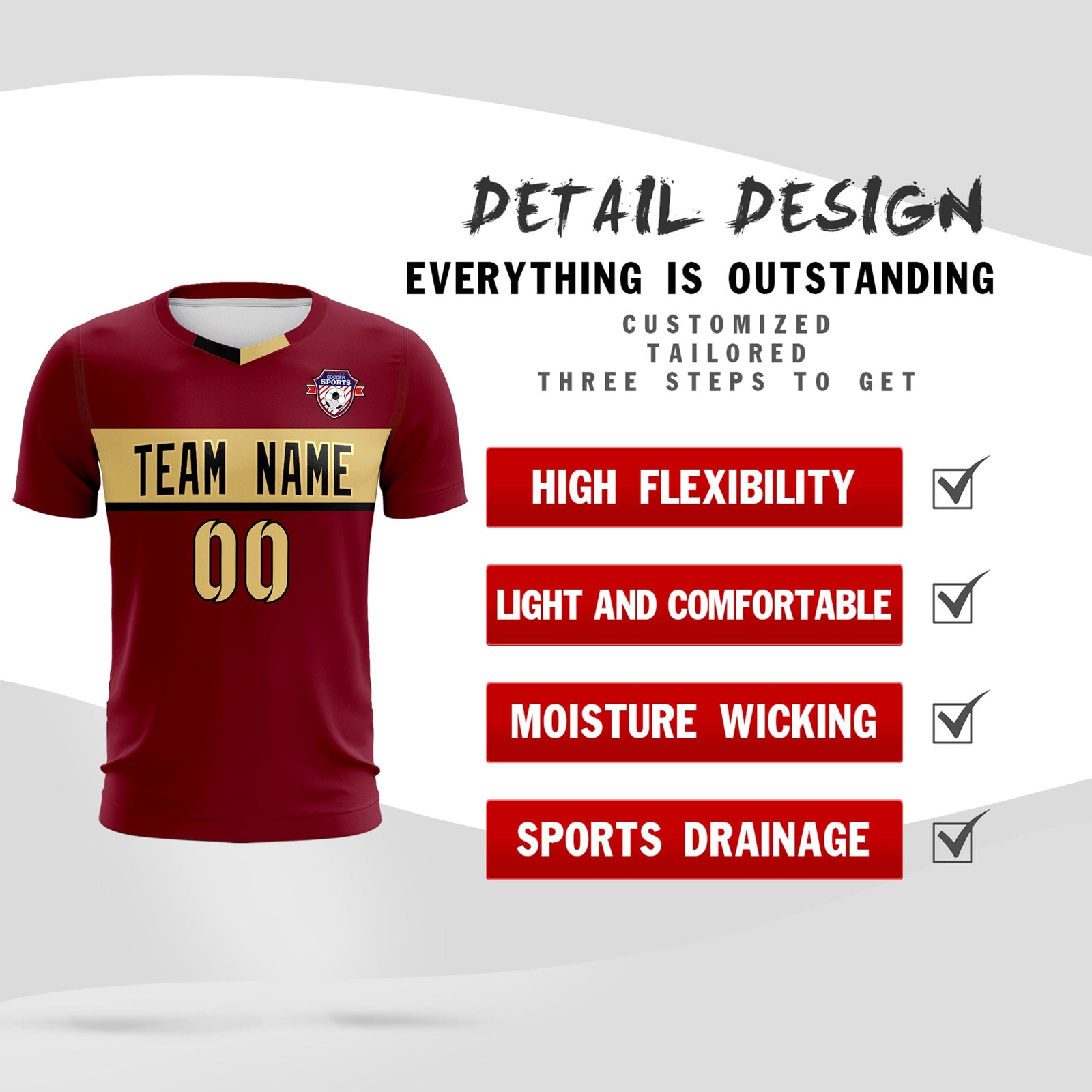 Custom Crimson Classic Sports Sets Soccer Shirt Jersey