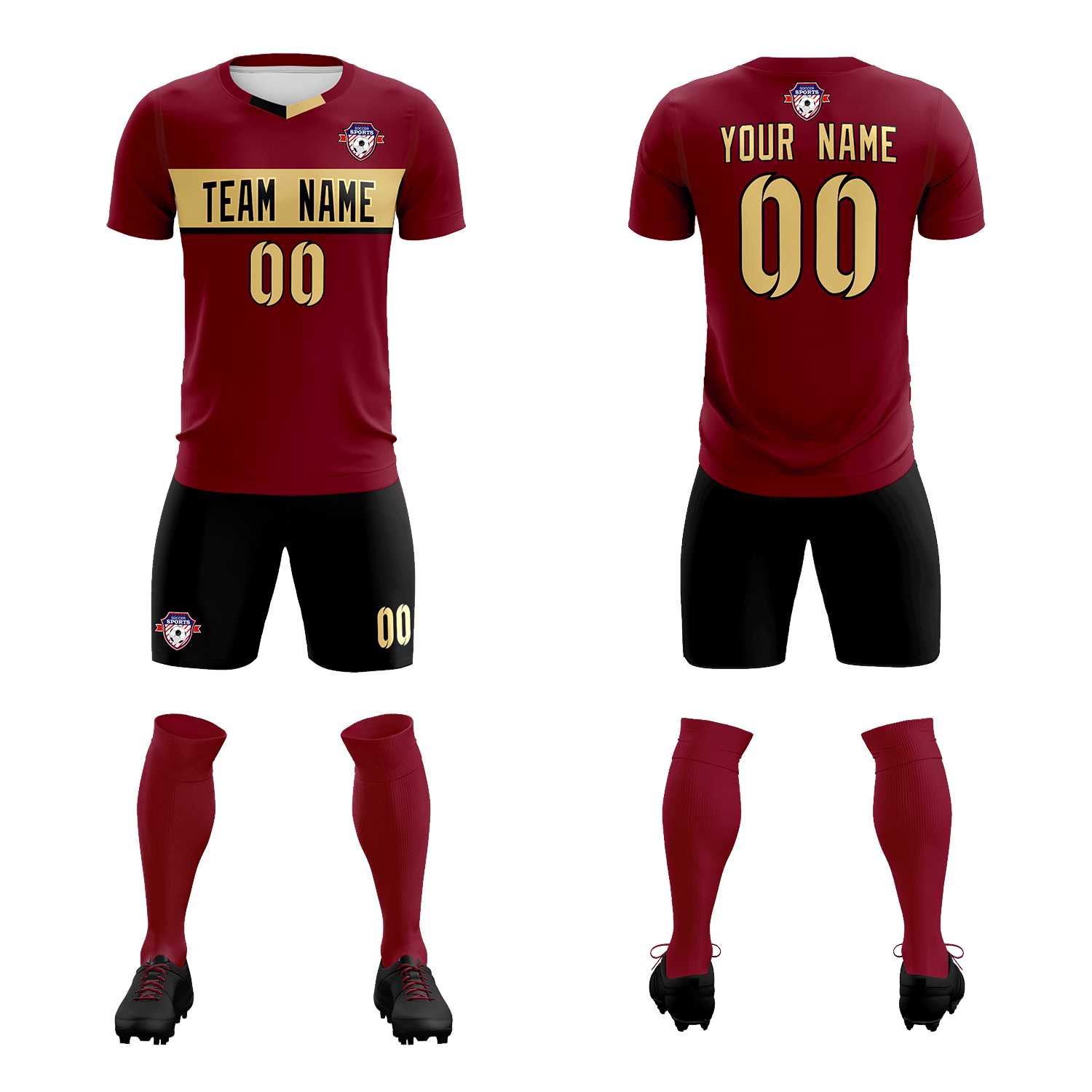 Custom Crimson Classic Sports Sets Soccer Shirt Jersey