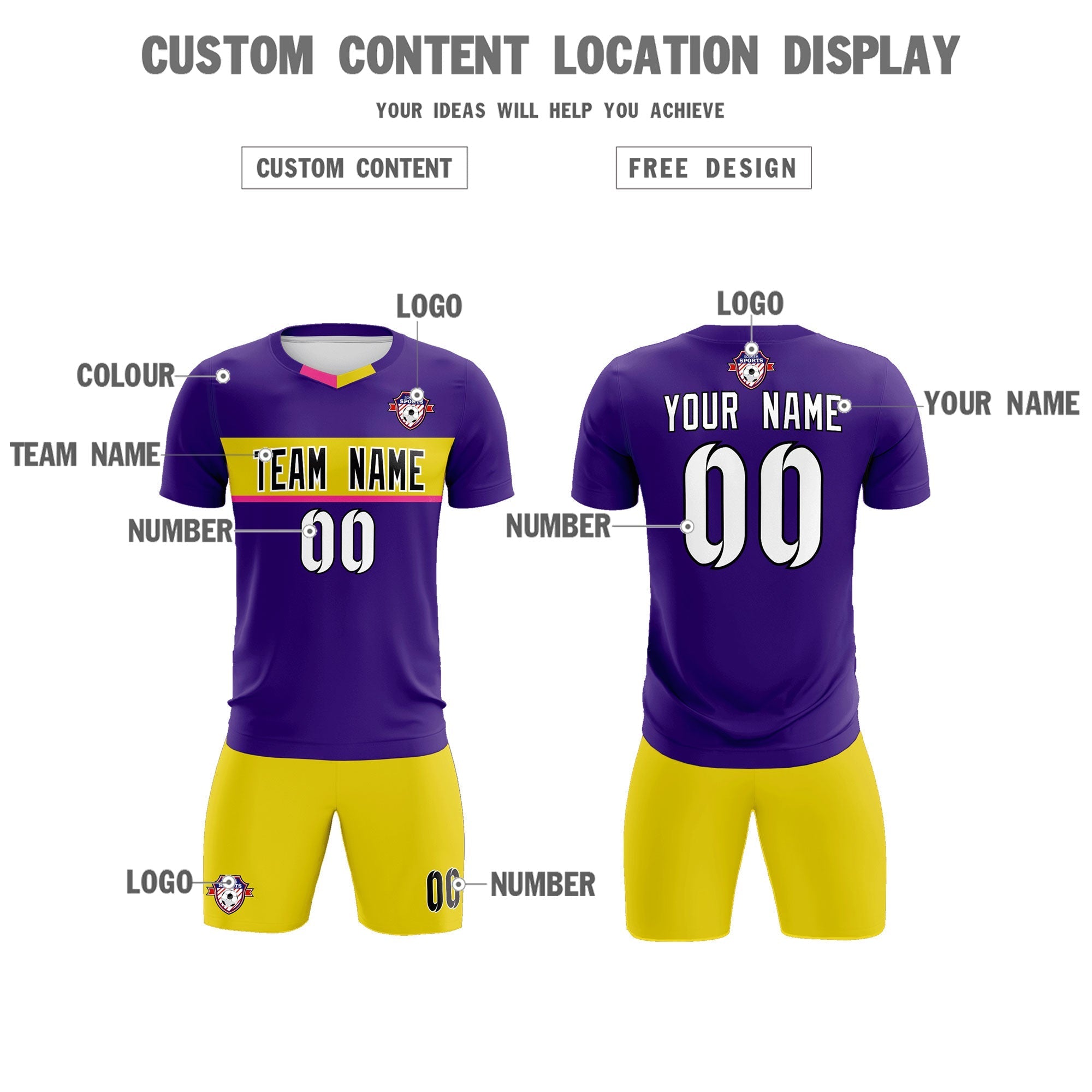 Custom Purple Classic Sports Sets Soccer Shirt Jersey