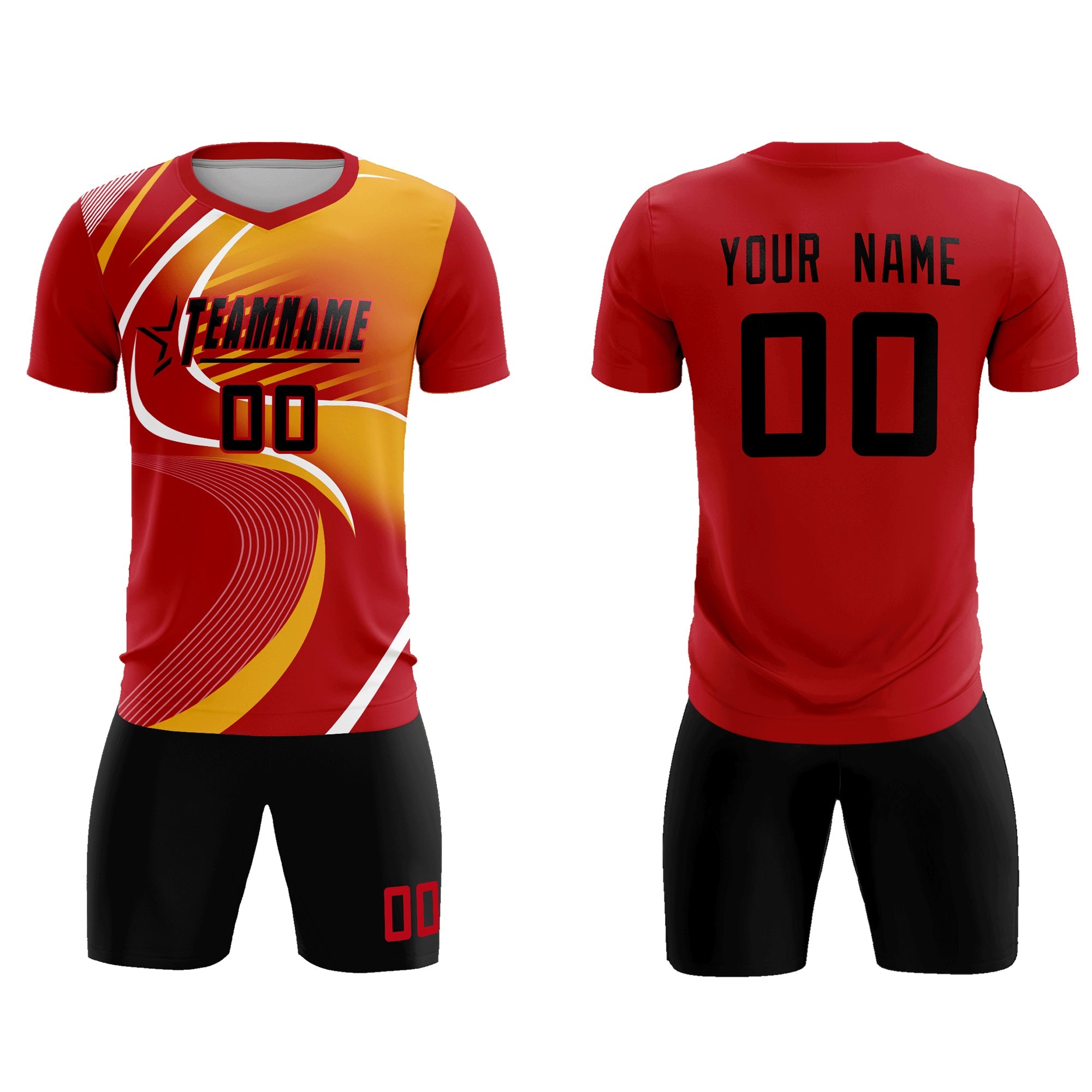 Custom Red Printing Sportswear Soccer Sets Jersey