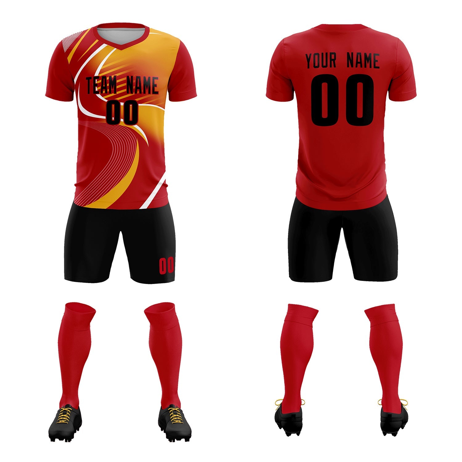 Custom Red Printing Sportswear Soccer Sets Jersey