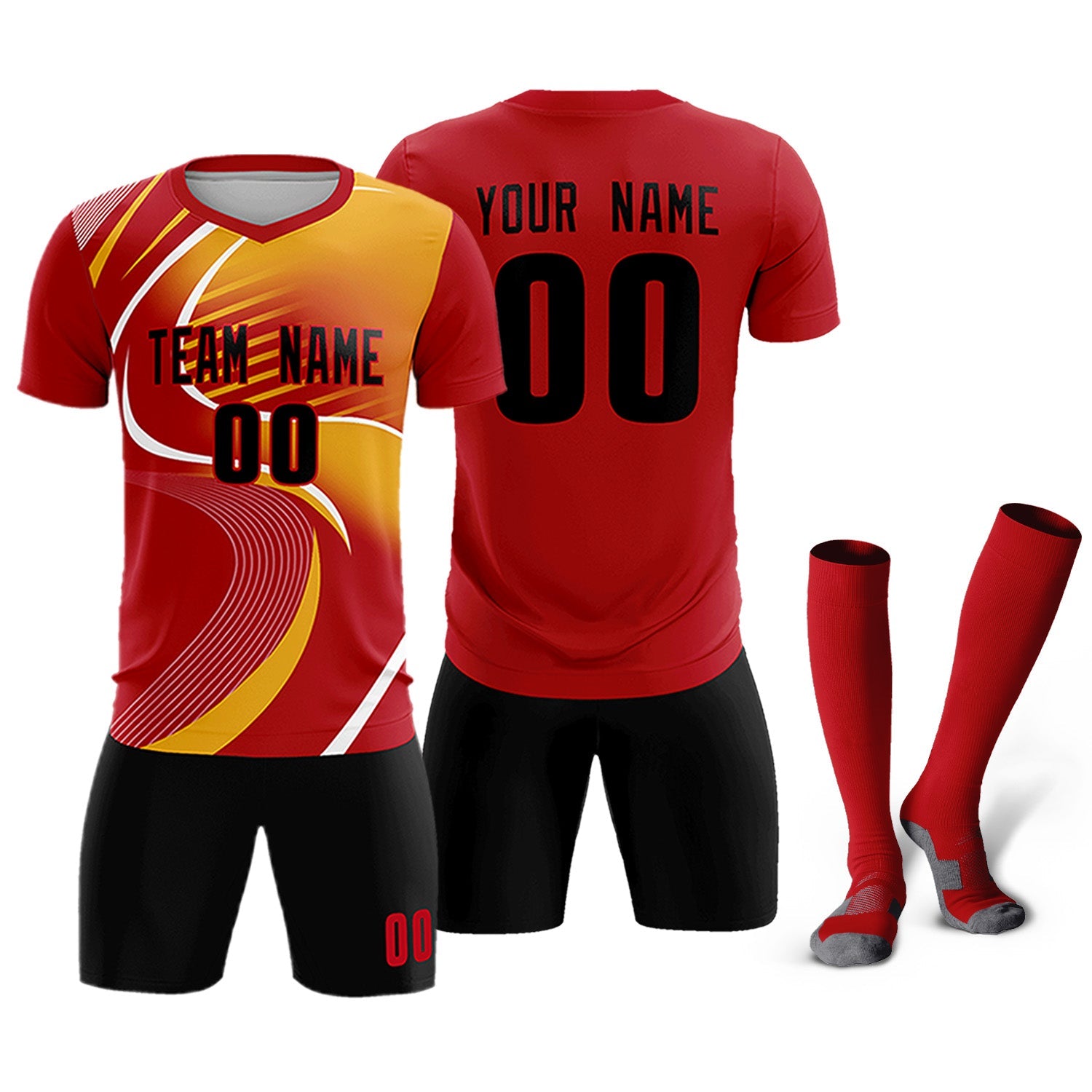 Custom Red Printing Sportswear Soccer Sets Jersey