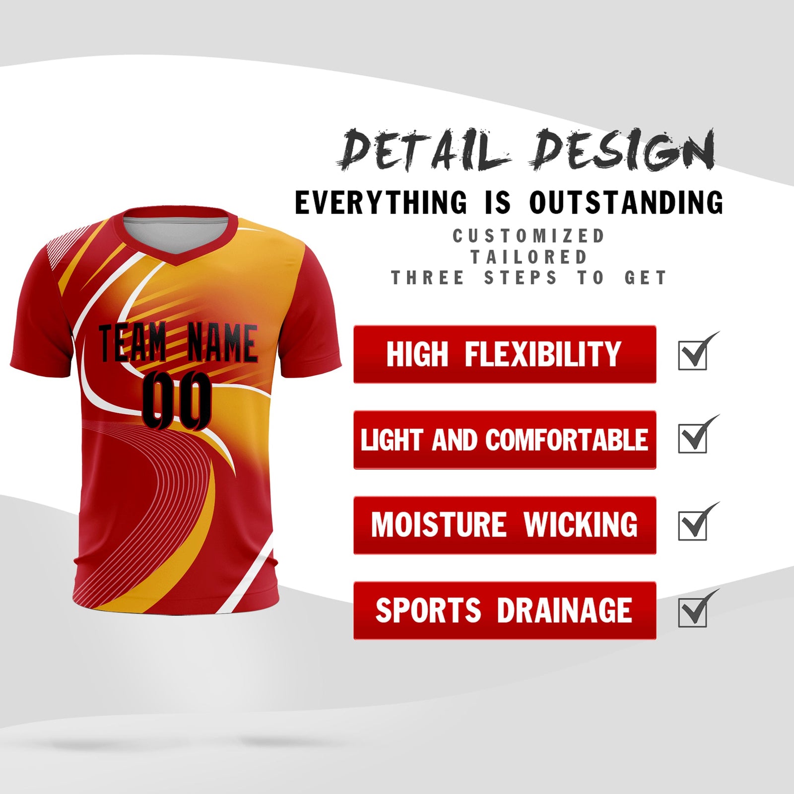 Custom Red Printing Sportswear Soccer Sets Jersey