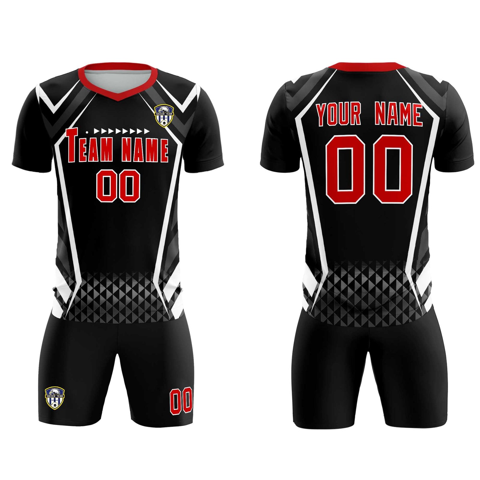 Custom Black Abstract Breathable Soccer Tops/Sets Jersey