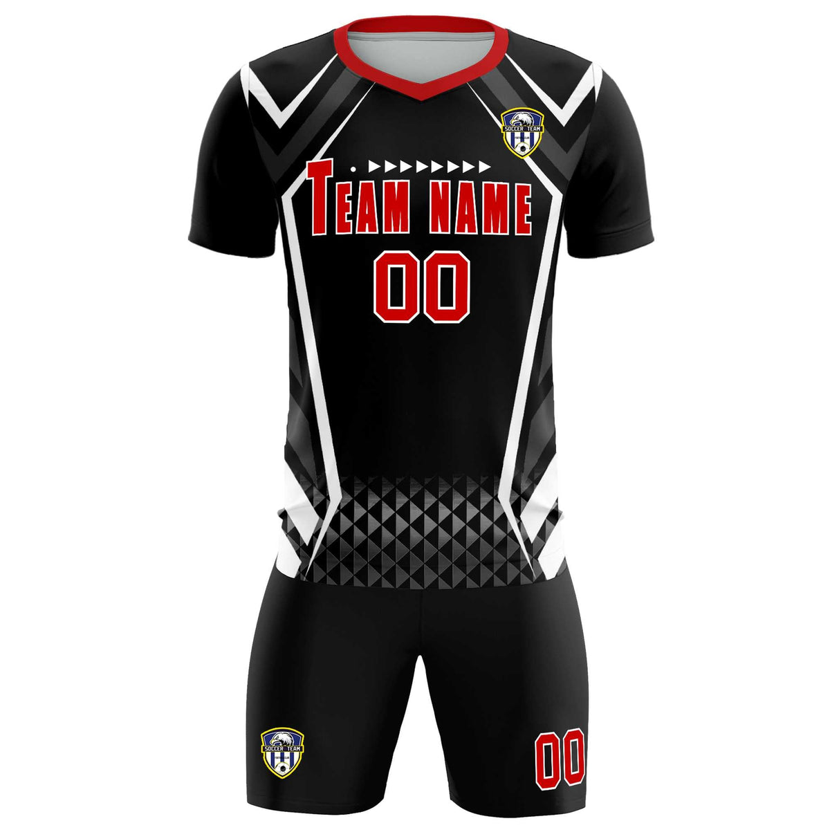 Custom Black Abstract Breathable Soccer Tops/Sets Jersey