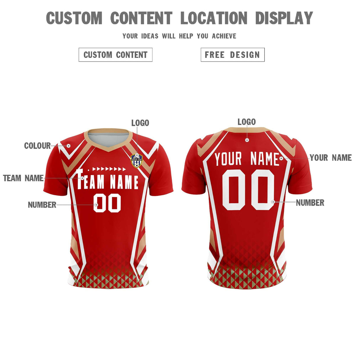 Custom Red Abstract Breathable Soccer Tops/Sets Jersey