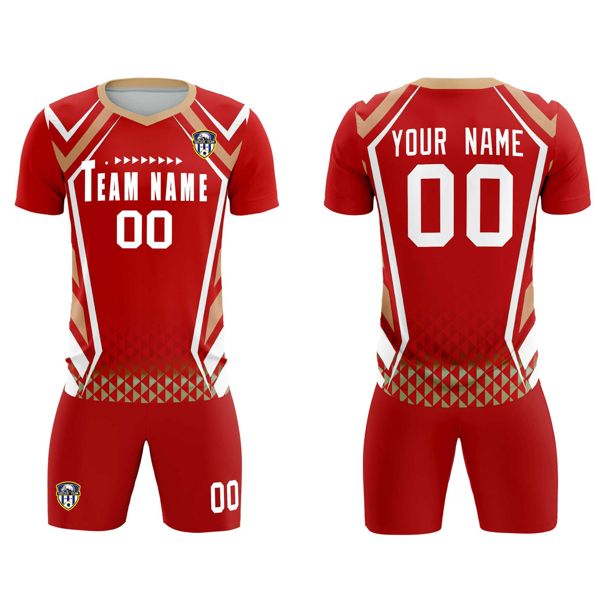 Custom Red Abstract Breathable Soccer Tops/Sets Jersey