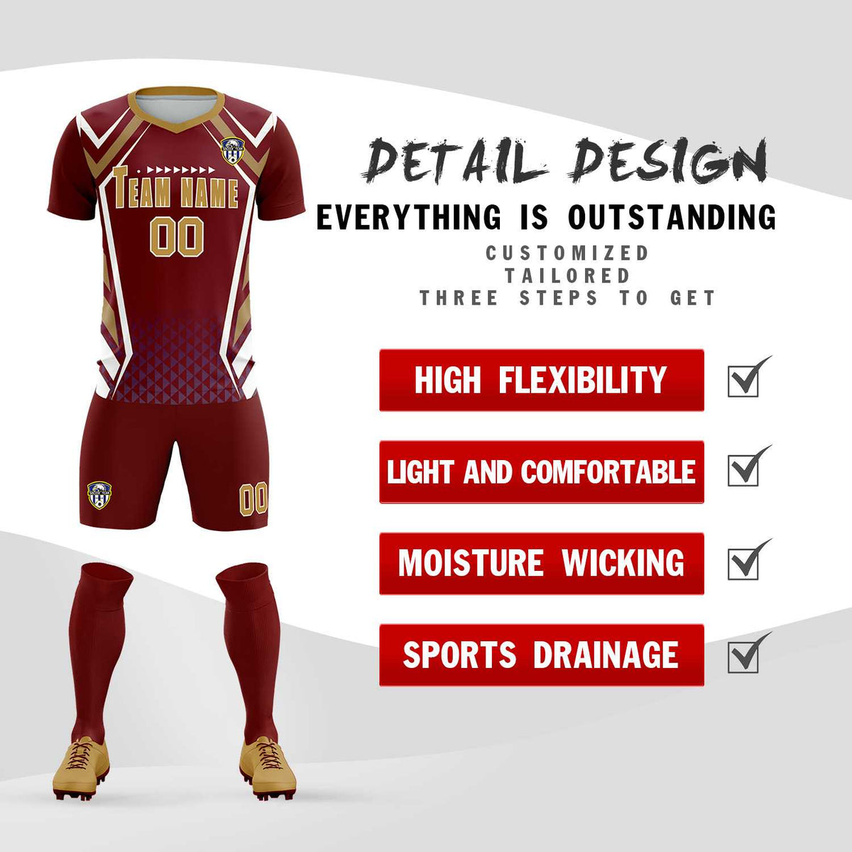 Custom Crimson Abstract Breathable Soccer Tops/Sets Jersey
