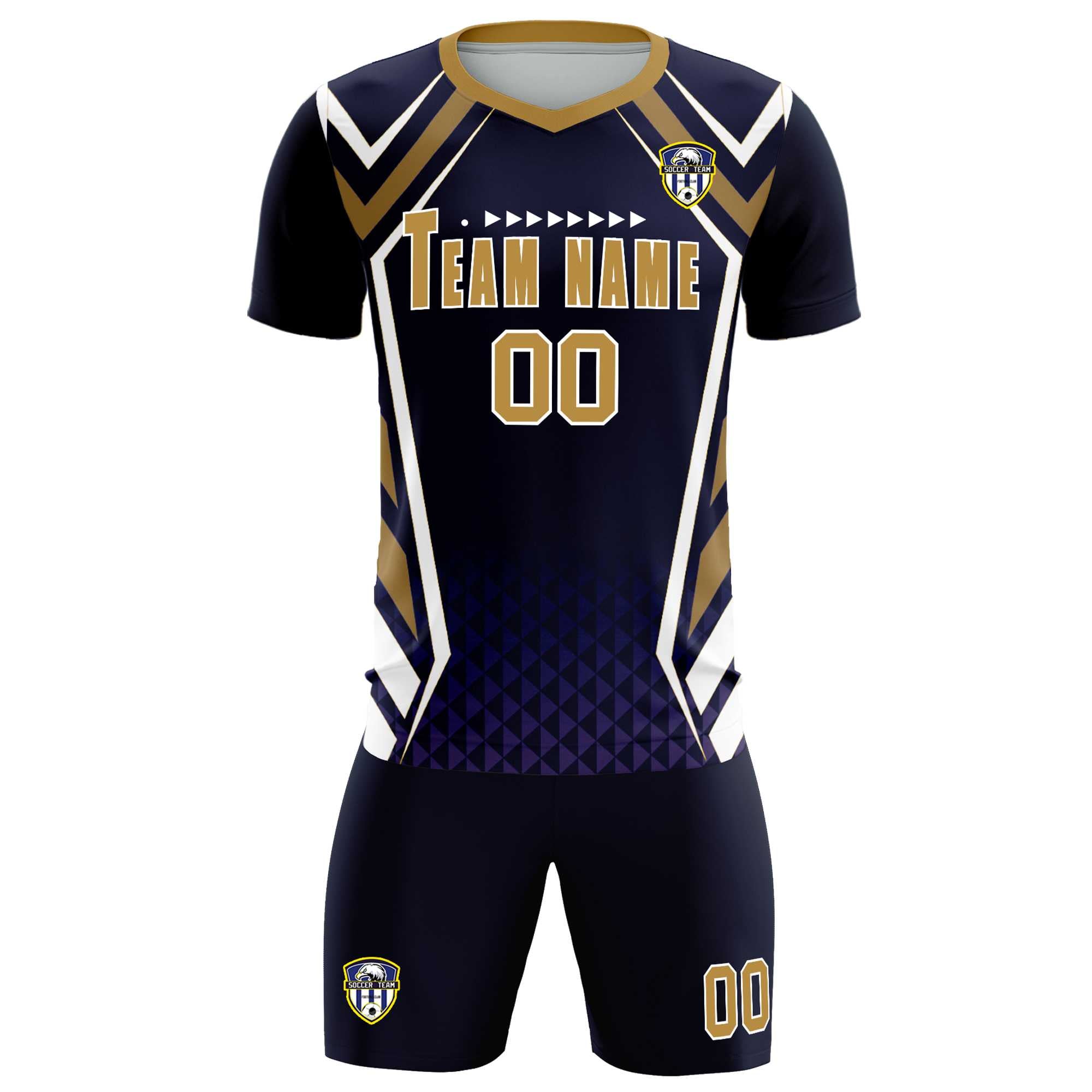 Custom Navy Abstract Breathable Soccer Tops/Sets Jersey