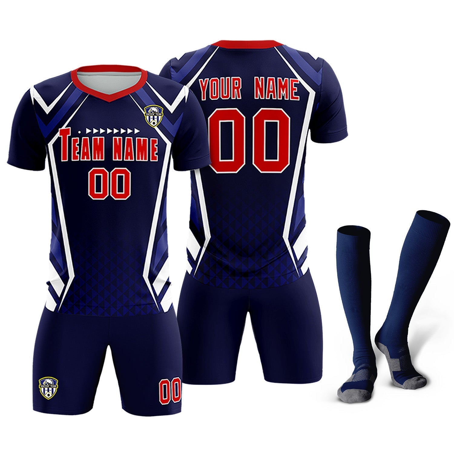 Custom Navy Abstract Breathable Soccer Tops/Sets Jersey