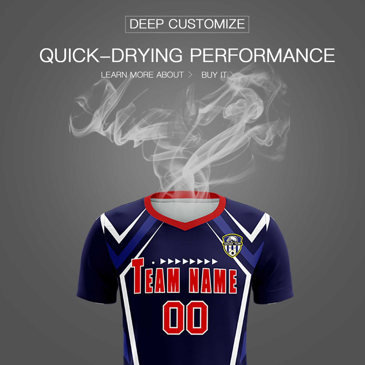 Custom Navy Abstract Breathable Soccer Tops/Sets Jersey