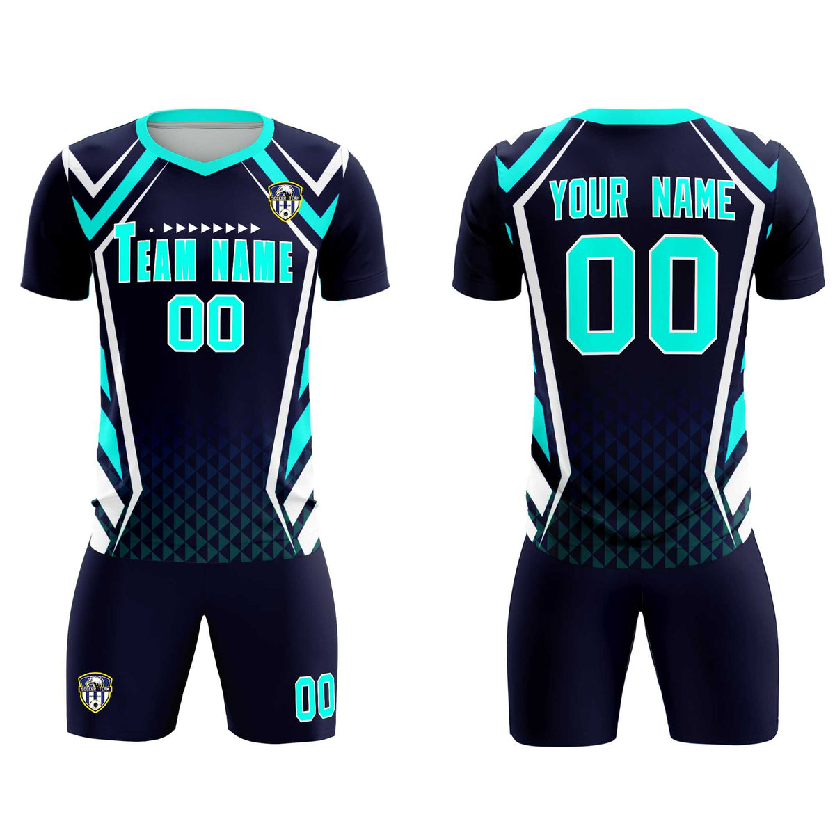 Custom Navy Abstract Breathable Soccer Tops/Sets Jersey