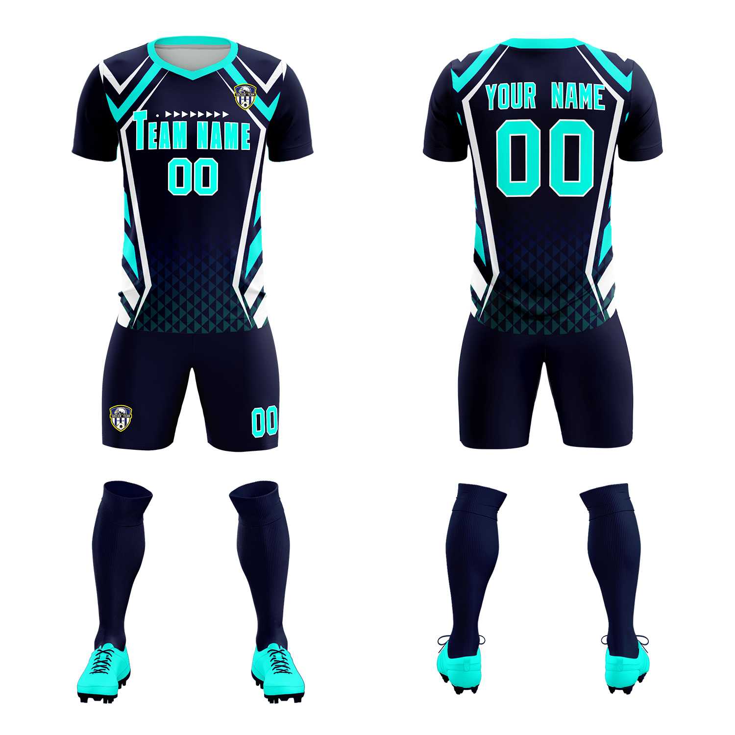 Custom Navy Abstract Breathable Soccer Tops/Sets Jersey