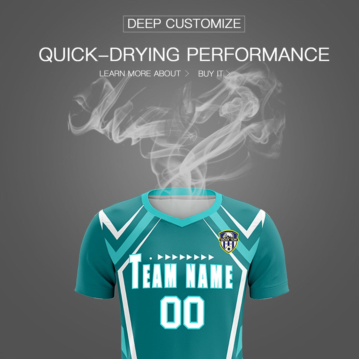 Custom Sky Blue Abstract Breathable Soccer Tops/Sets Jersey