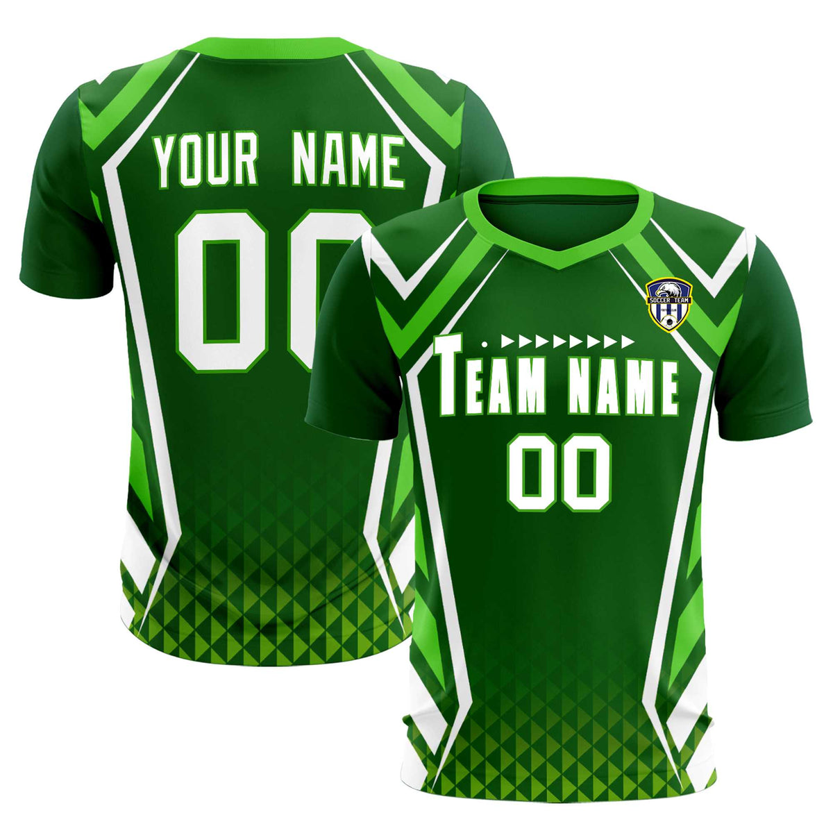 Custom Green Abstract Breathable Soccer Tops/Sets Jersey