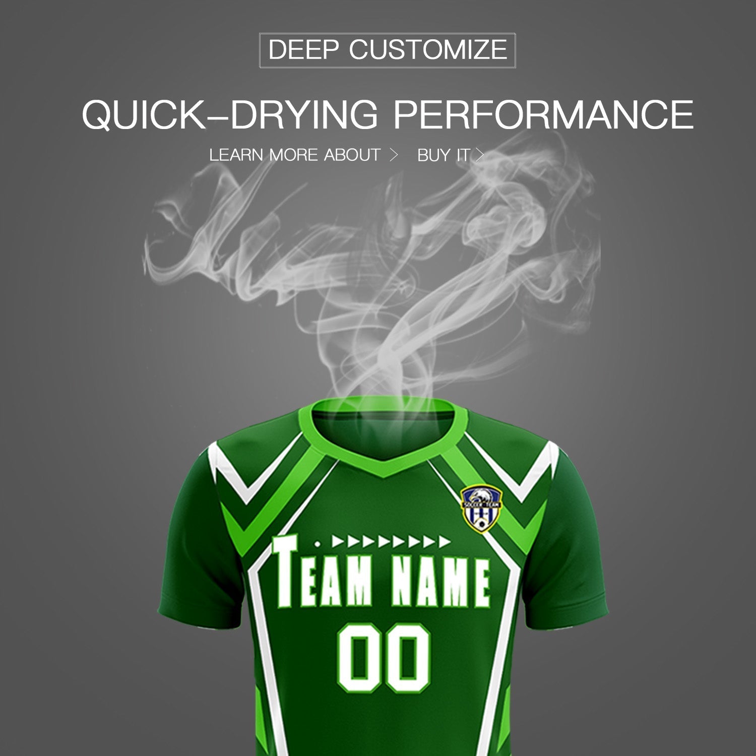 Custom Green Abstract Breathable Soccer Tops/Sets Jersey