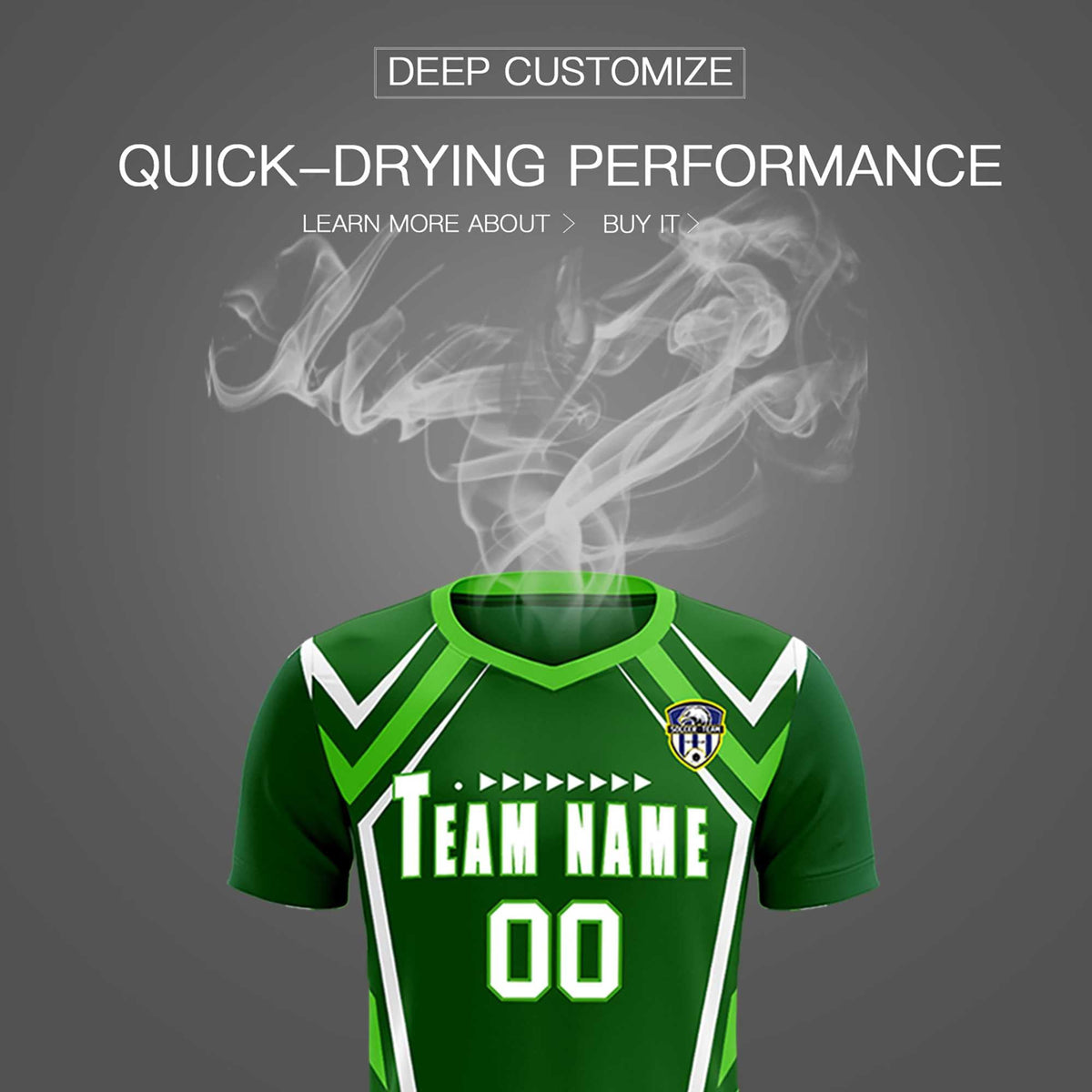 Custom Green Abstract Breathable Soccer Tops/Sets Jersey