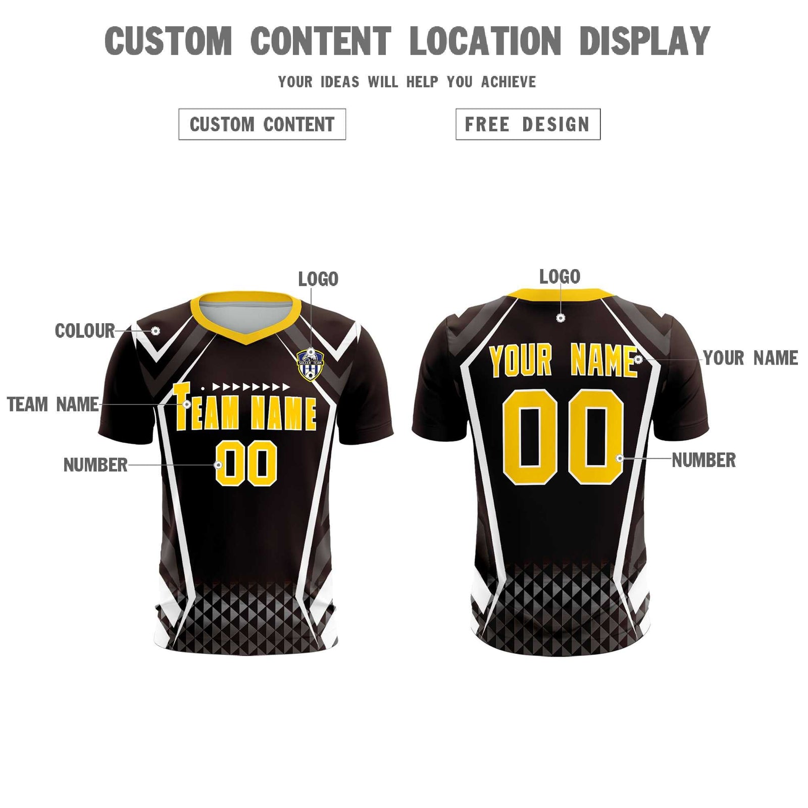 Custom Brown Abstract Breathable Soccer Tops/Sets Jersey