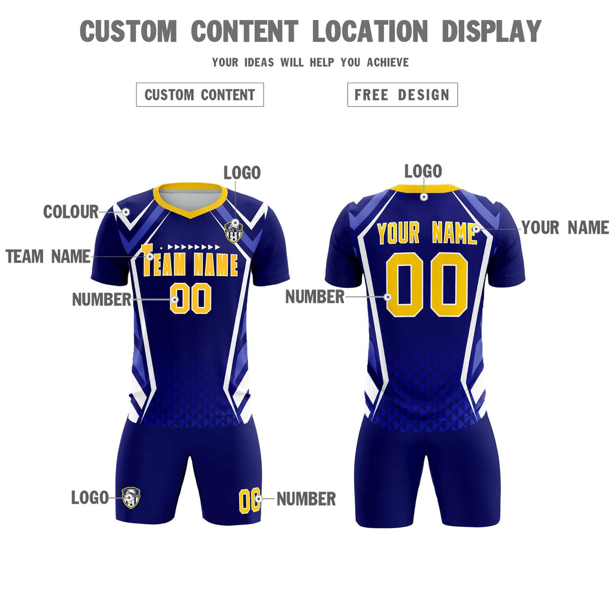 Custom Royal Abstract Breathable Soccer Tops/Sets Jersey