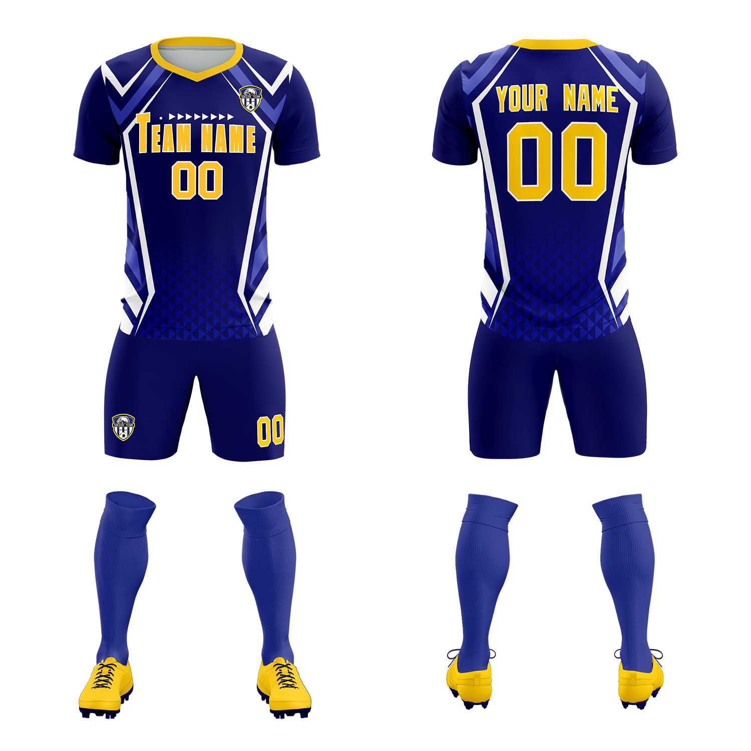 Custom Royal Abstract Breathable Soccer Tops/Sets Jersey