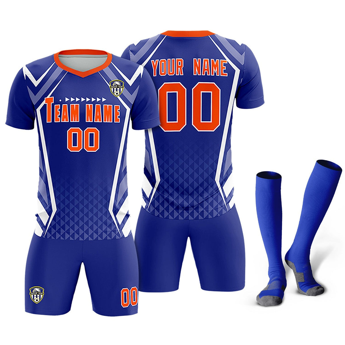 Custom Royal Abstract Breathable Soccer Tops/Sets Jersey