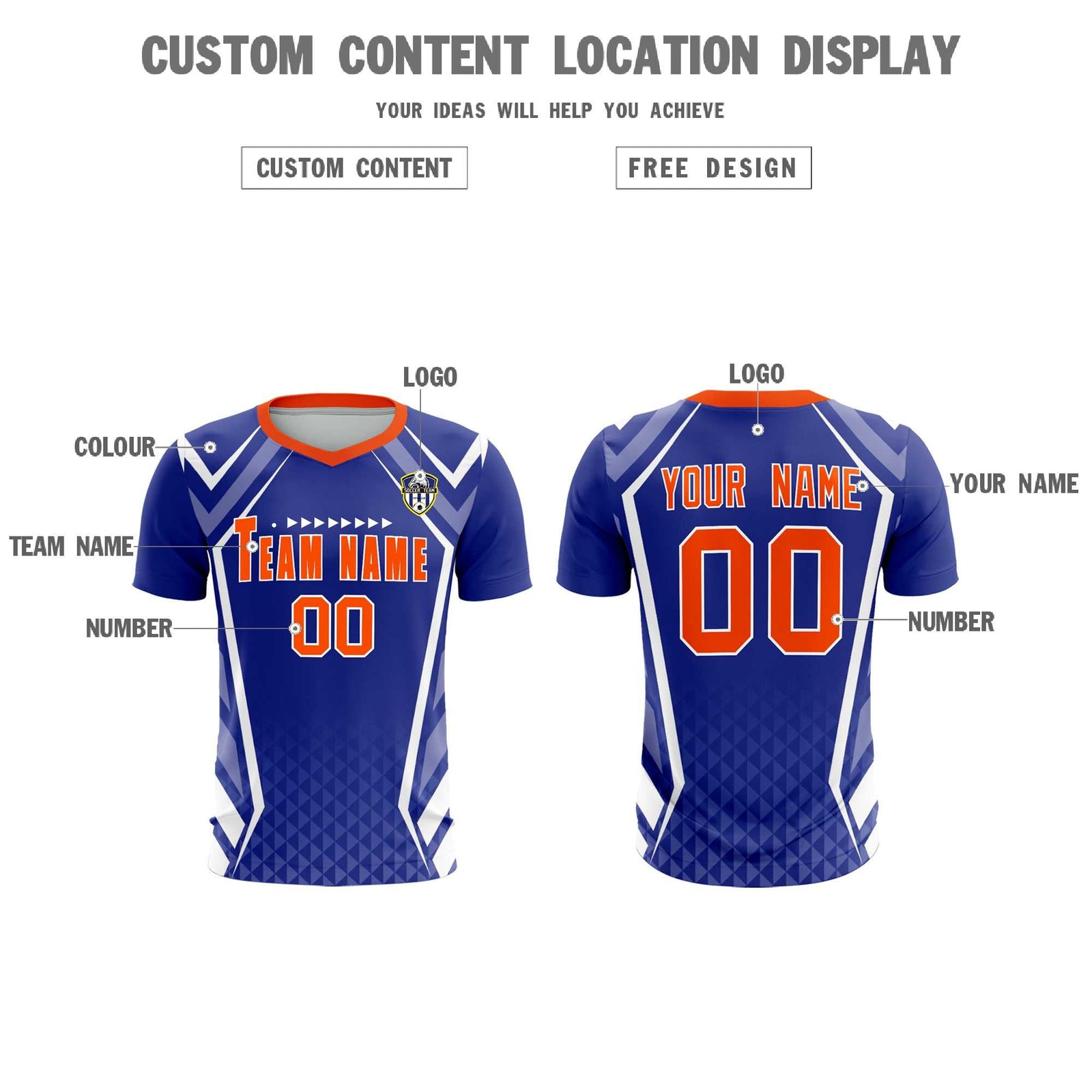 Custom Royal Abstract Breathable Soccer Tops/Sets Jersey